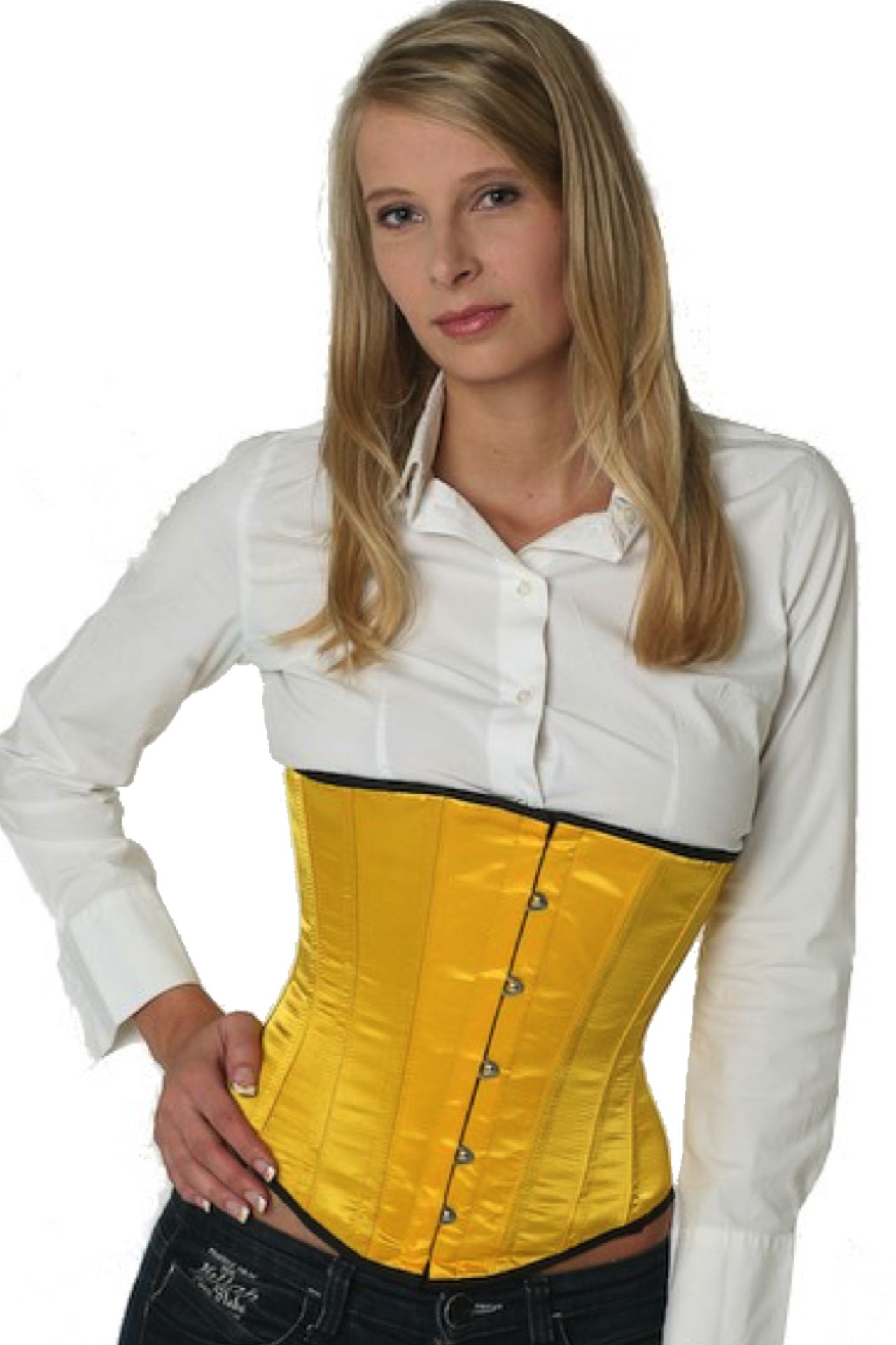 Satijn corset geel onderborst Korset su13