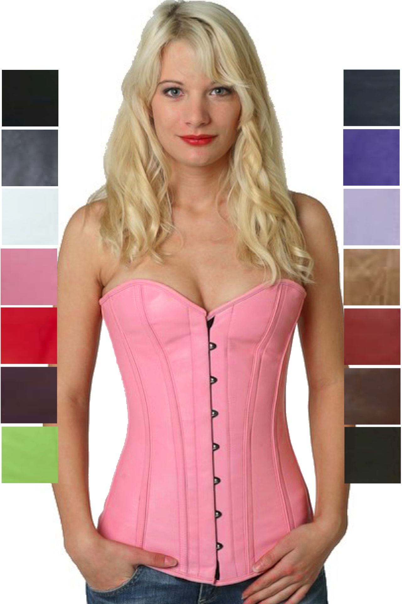 Korsett Corsage Leder Pink Rosa Vollbrust ly22