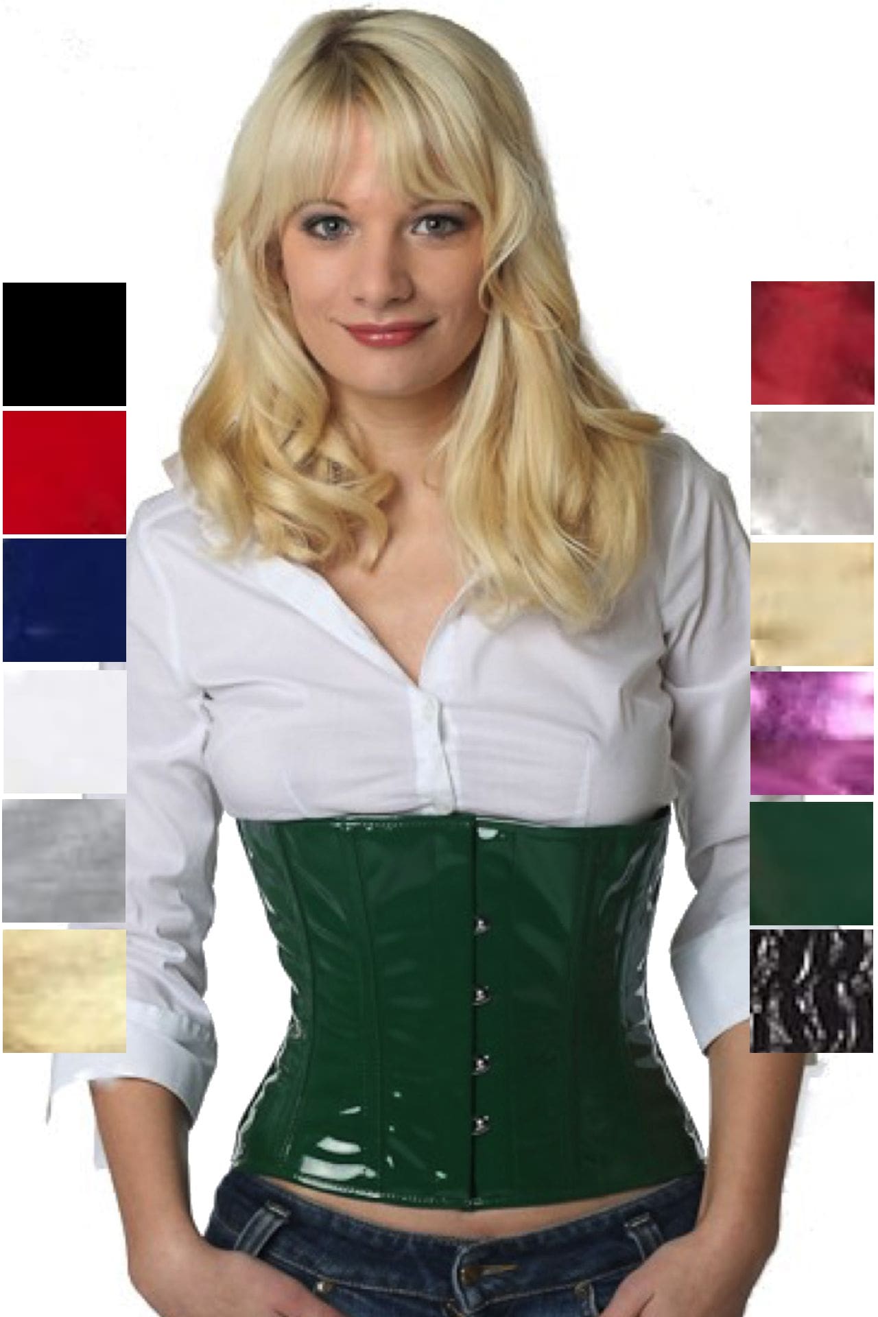 Corsetto verde vinile pvc stringivita pw72 Corsetto verde vinile pvc stringivita pw72