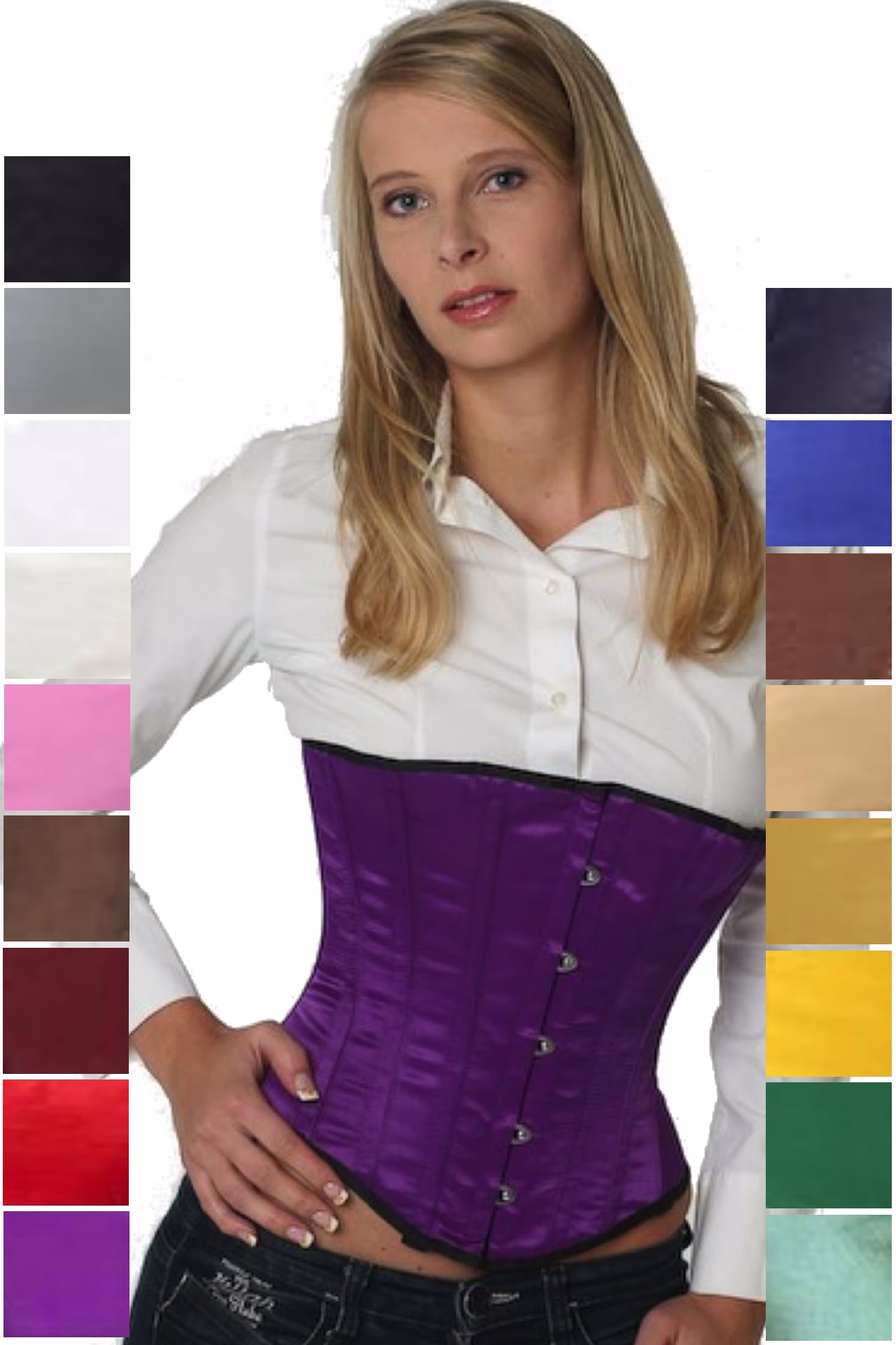 Corsage Korsett Violett Satin Unterbrust su09