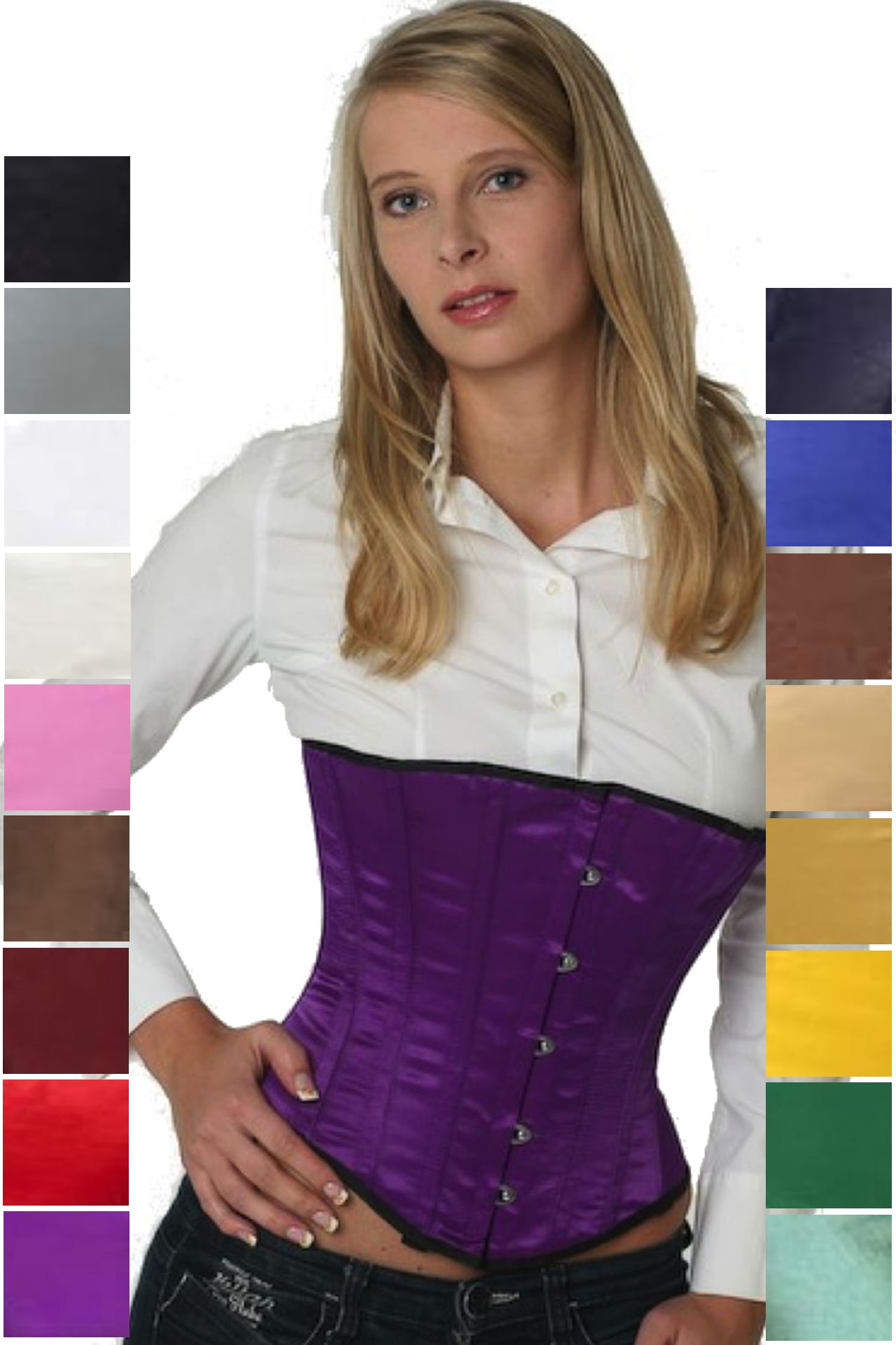 Corse violeta raso bajo pecho corset su09