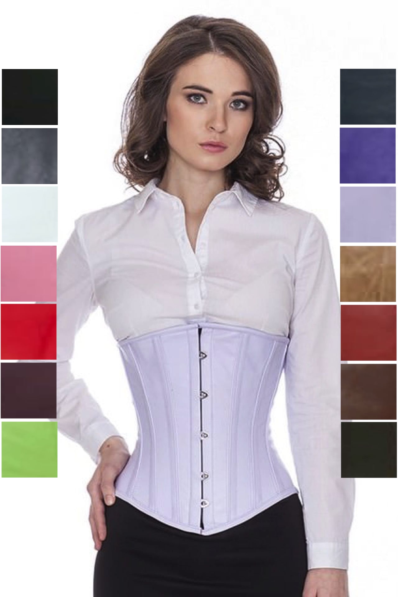 Corset light purple leather underbust lu39