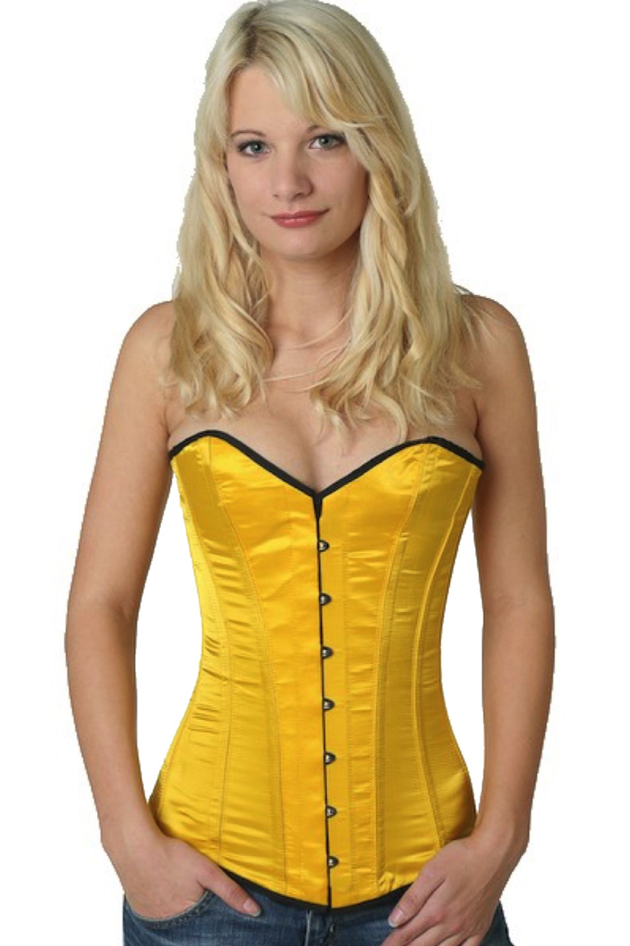 Espartilho Cetim Amarelo Corpete de busto inteiro Espartilho Cetim Amarelo Corpete de busto inteiro