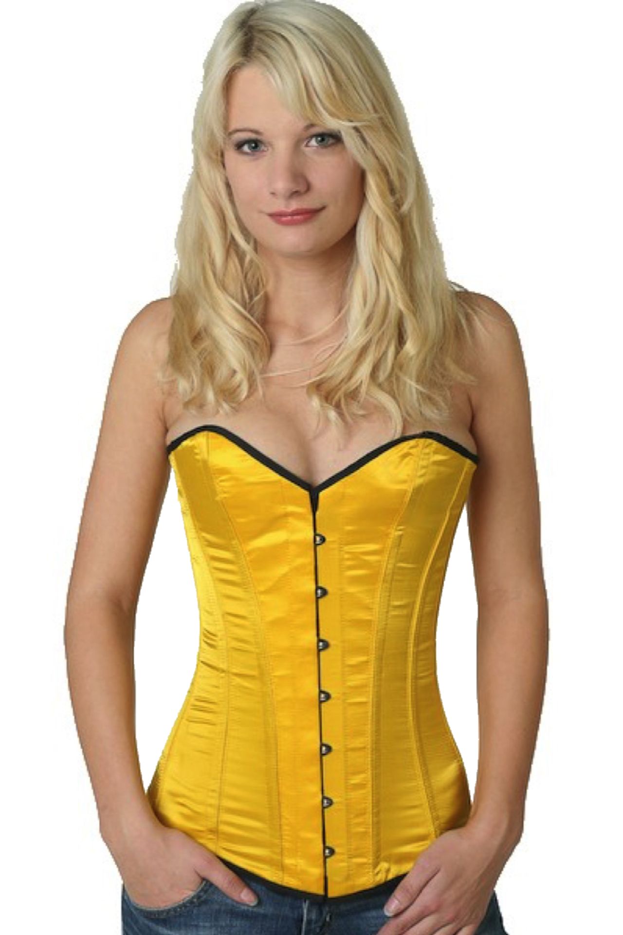 Corse amarillo mango raso sobre pecho corset sy13