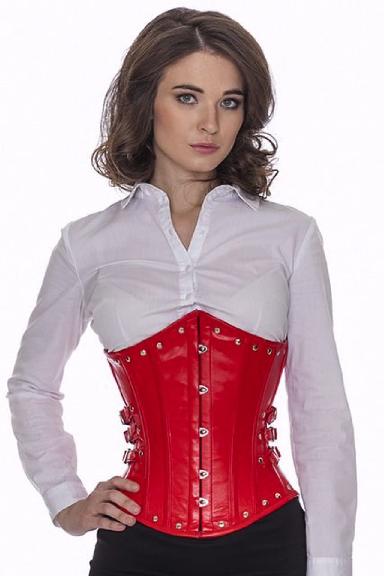 Corset rouge cuir lg23