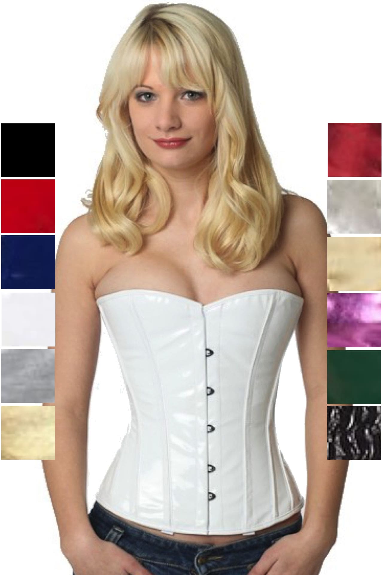 Corset white vinyl half bust ph76