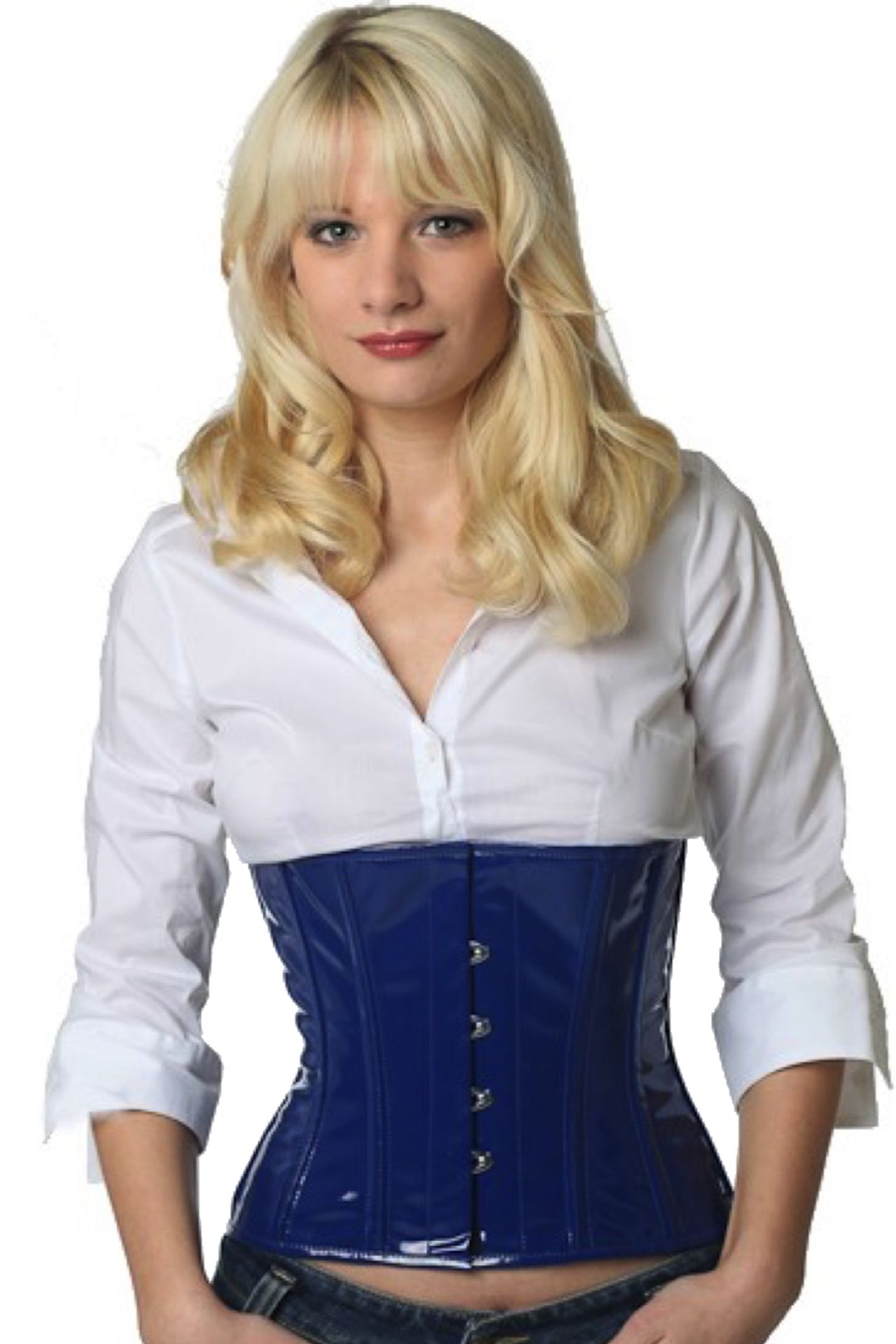 Lak corset blauw taille Korset pw73