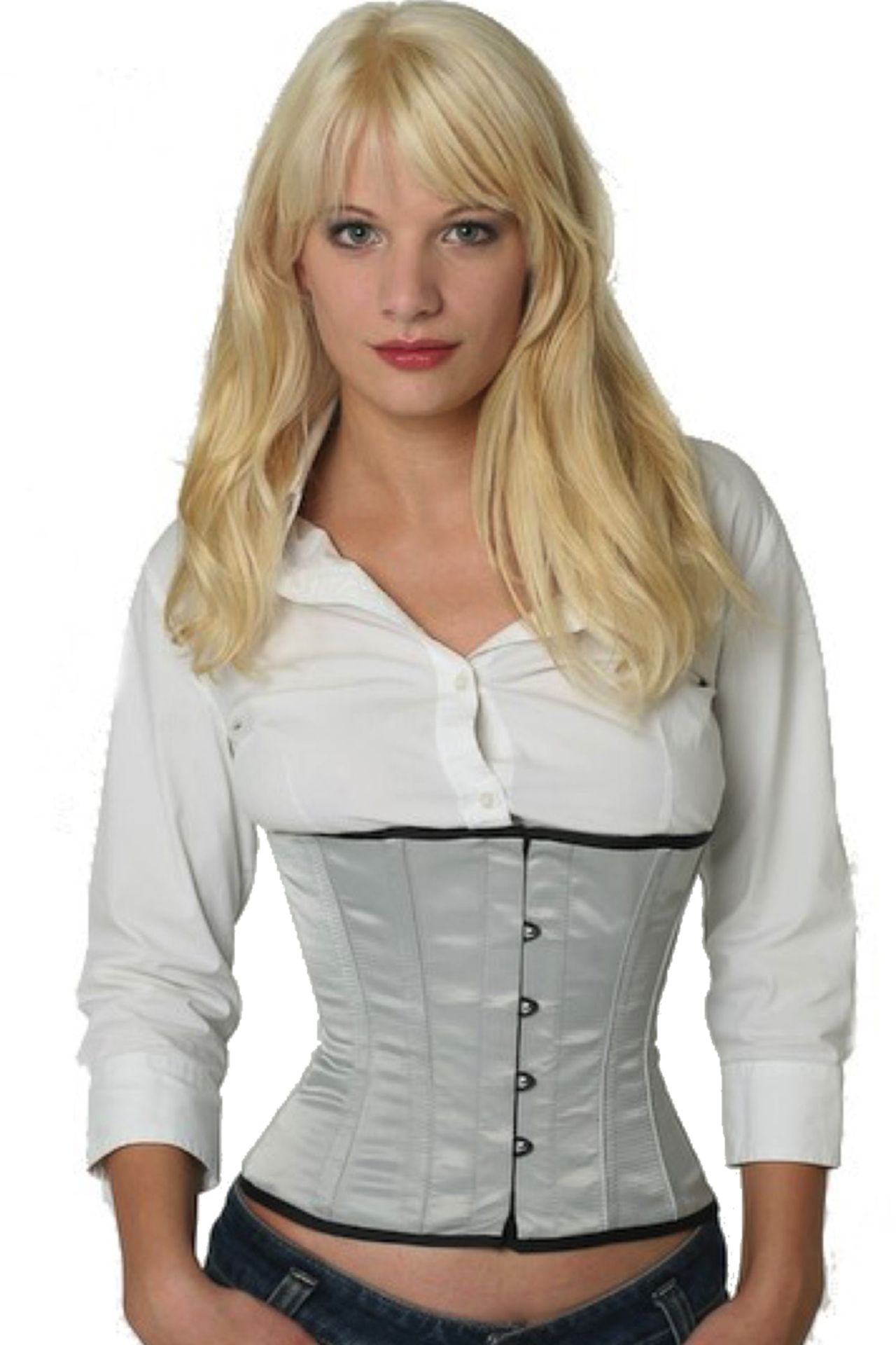 Corsetto in raso grigio con cintura Corsetto in raso grigio con cintura