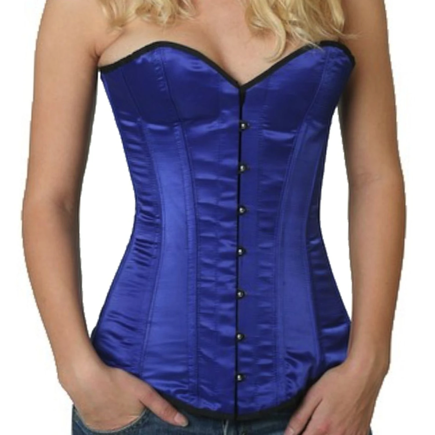 Espartilho Corset azul cetim sy08 Espartilho Corset azul cetim sy08