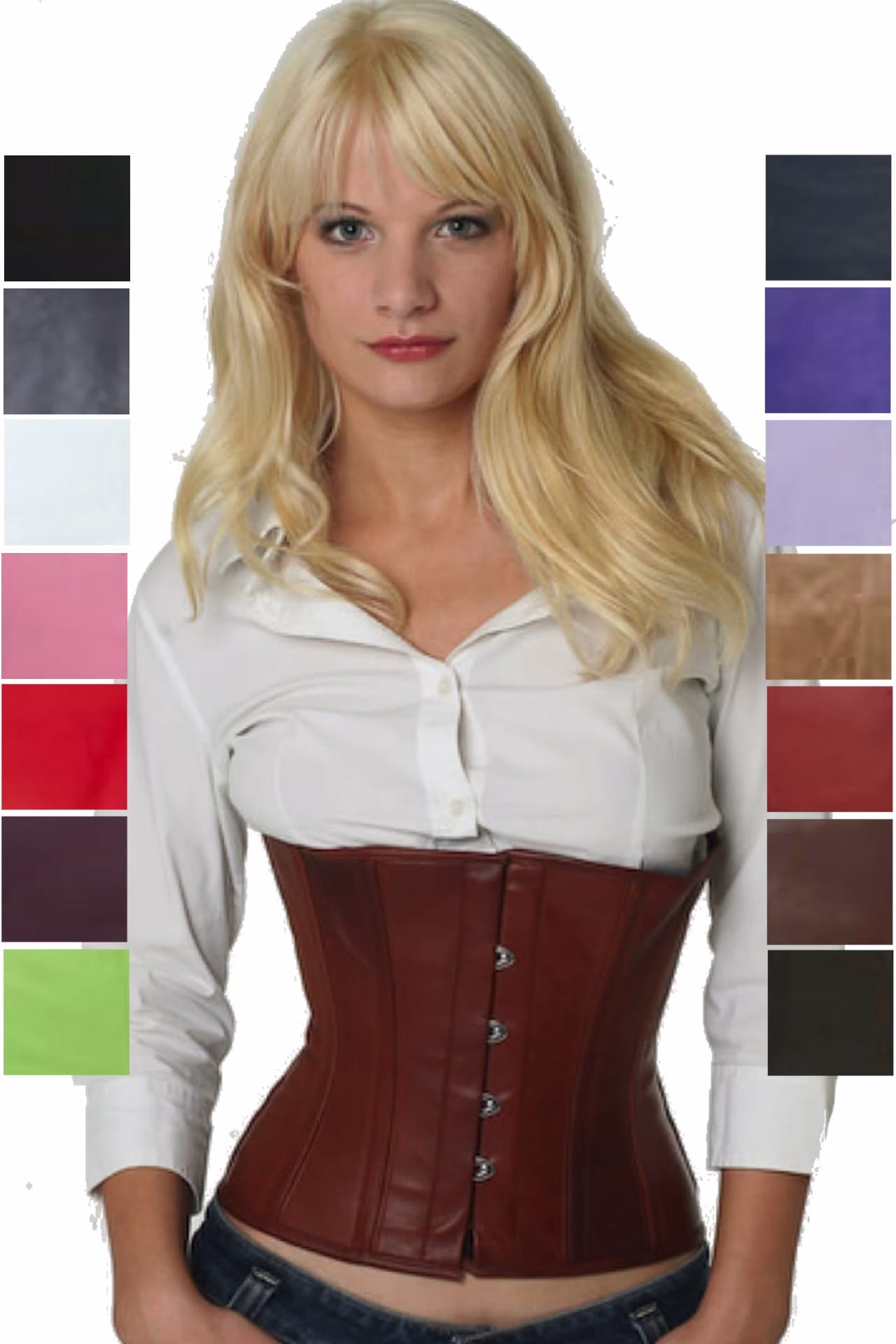 Korsett Corsage Braun Hellbraun Leder Taille lw27