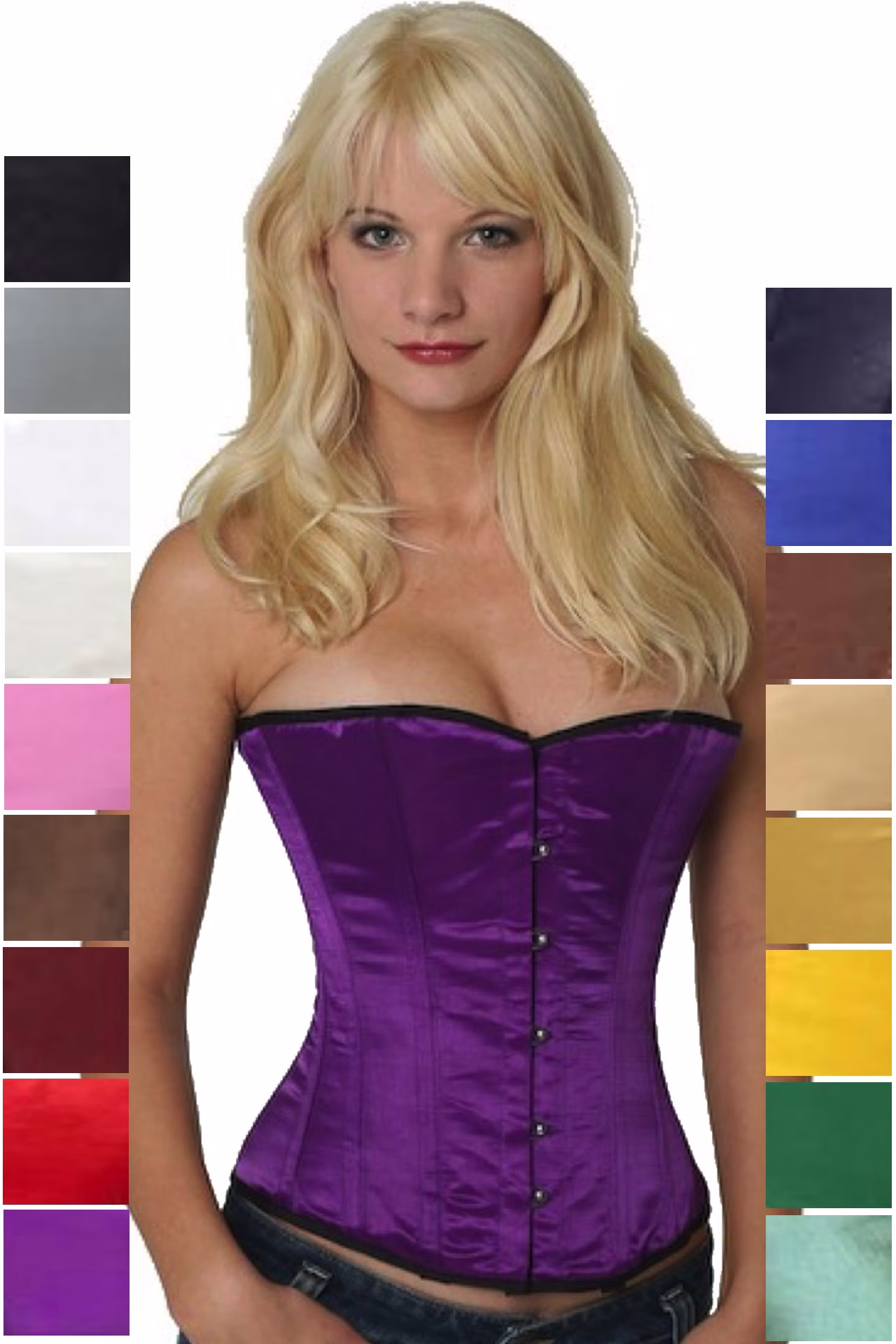Korsett Corsage Lila Satin Halbbrust sh09