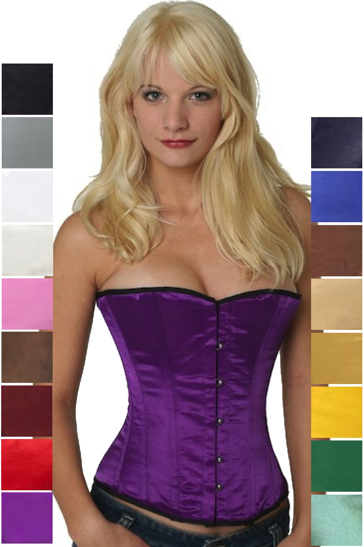 Corse violeta raso medio pecho corset sh09