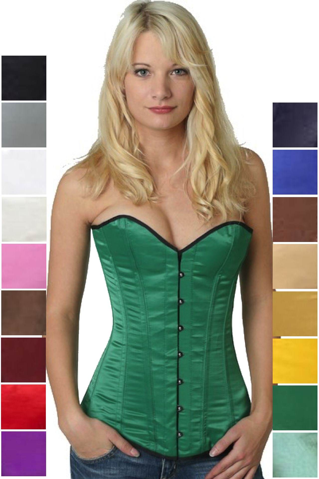 Corse verde raso sobre pecho corset sy14