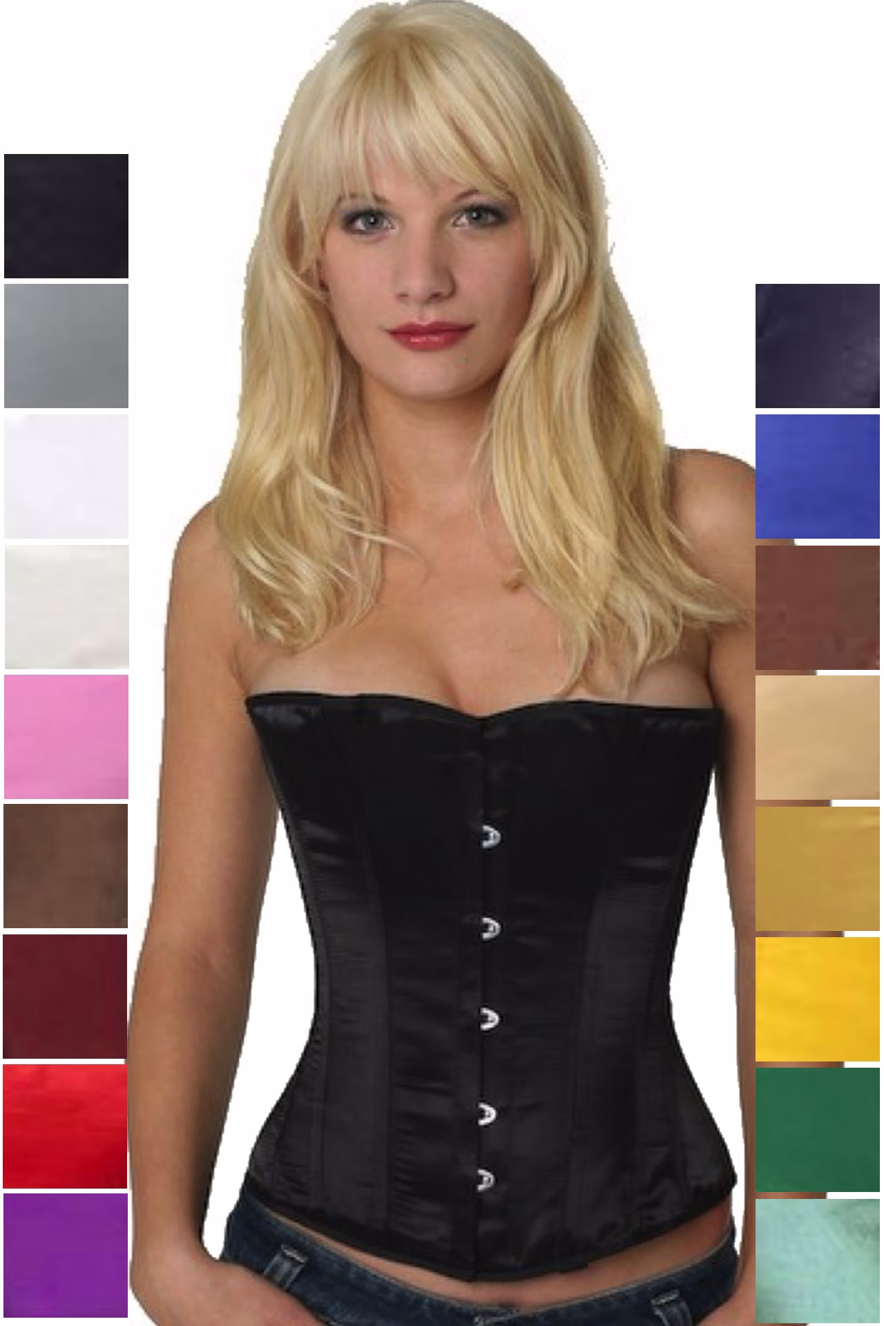 Corsage Korsett Schwarz Satin Halbbrust sh00
