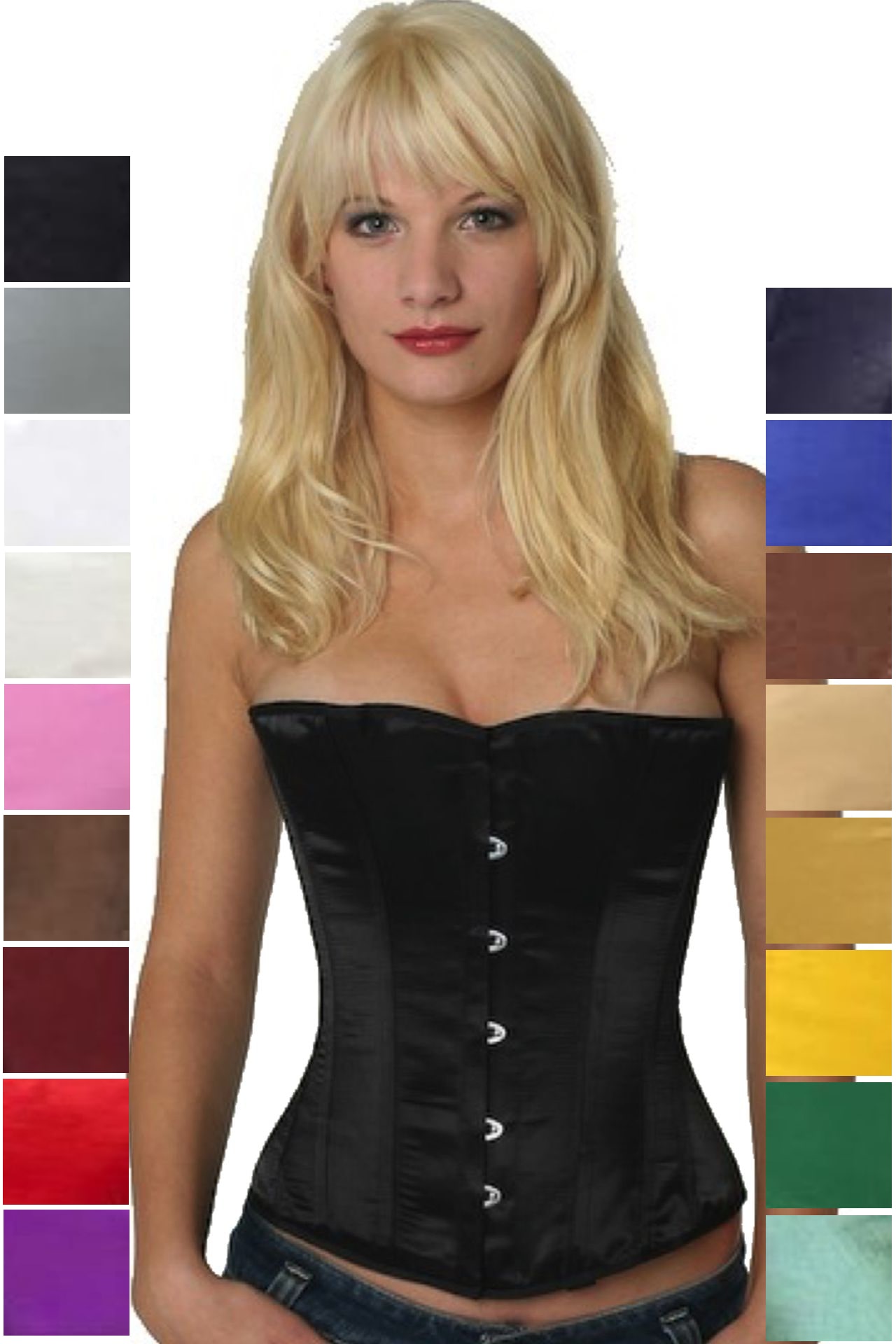 Corset black satin half bust sh00