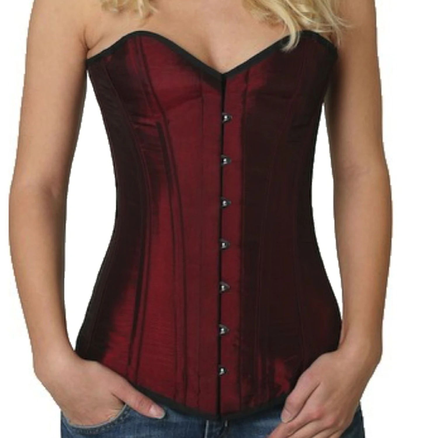 Korsett Rød burgundy Sateng Overbust sy05 Korsett Rød burgundy Sateng Overbust sy05