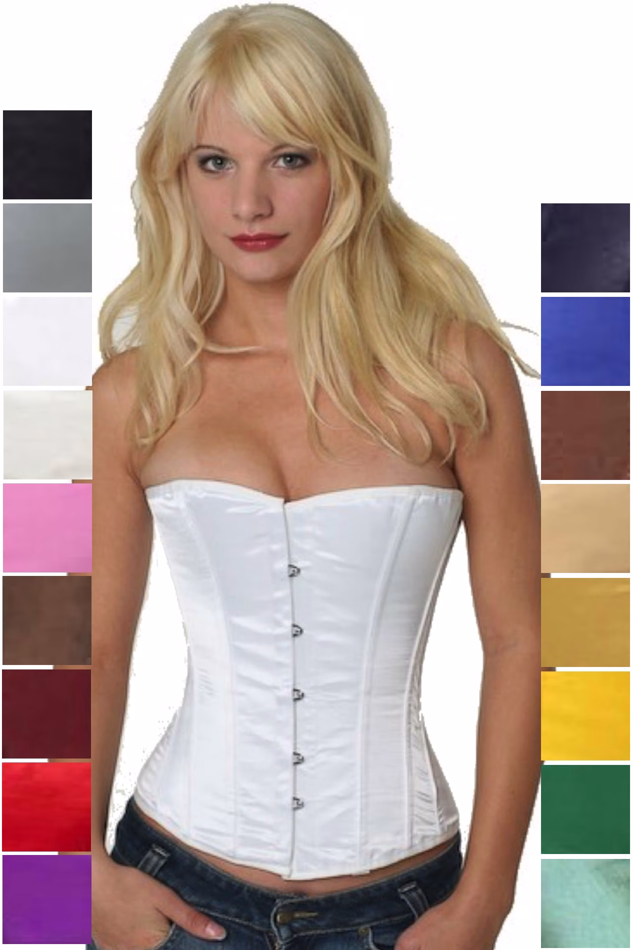 Corsage Korsett Satin Weiß Halbbrust sh02
