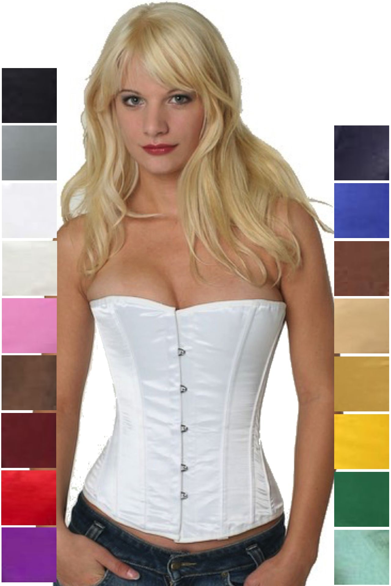 Corset white satin half bust sh02