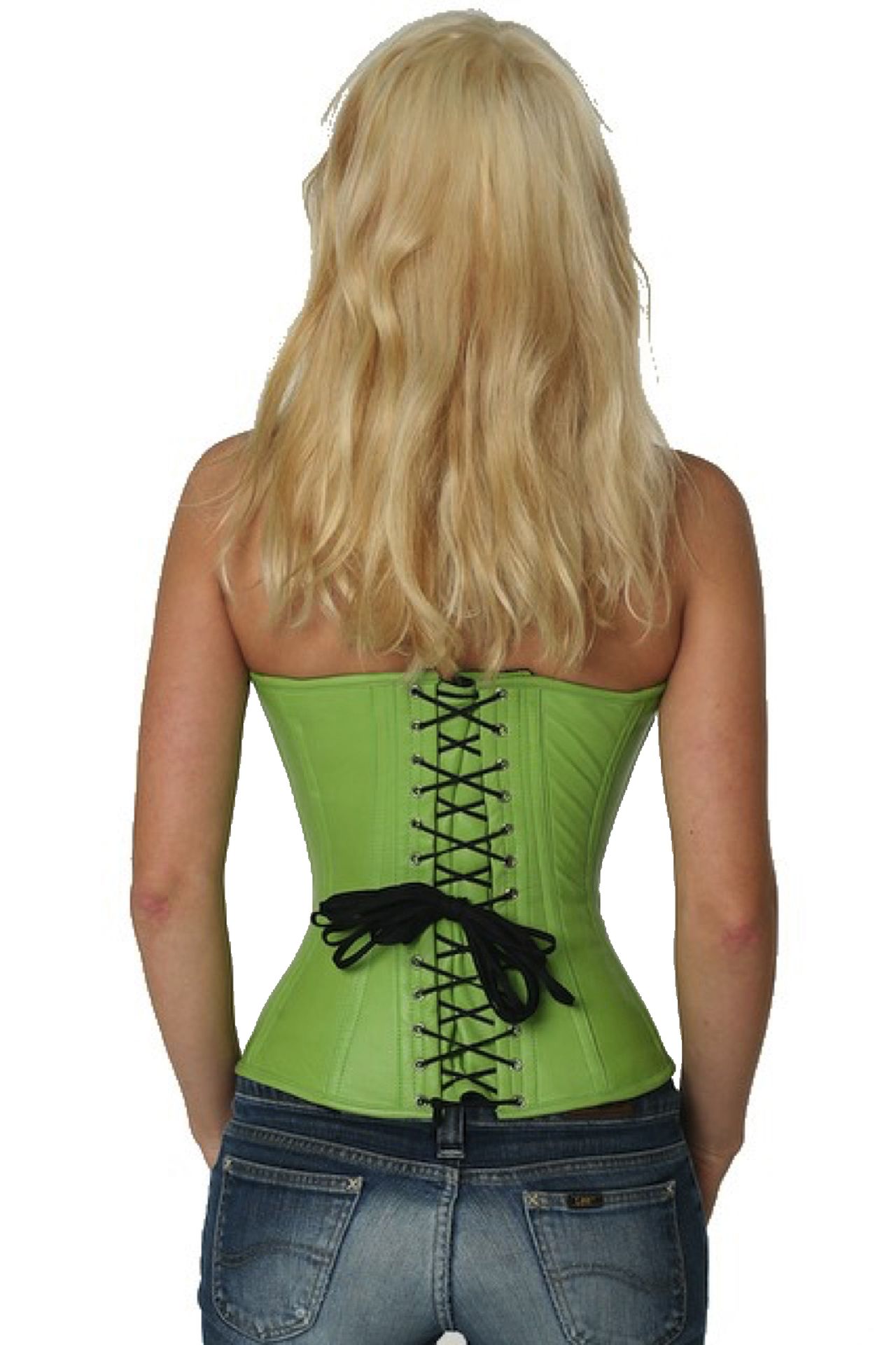Corset green leather half bust lh28