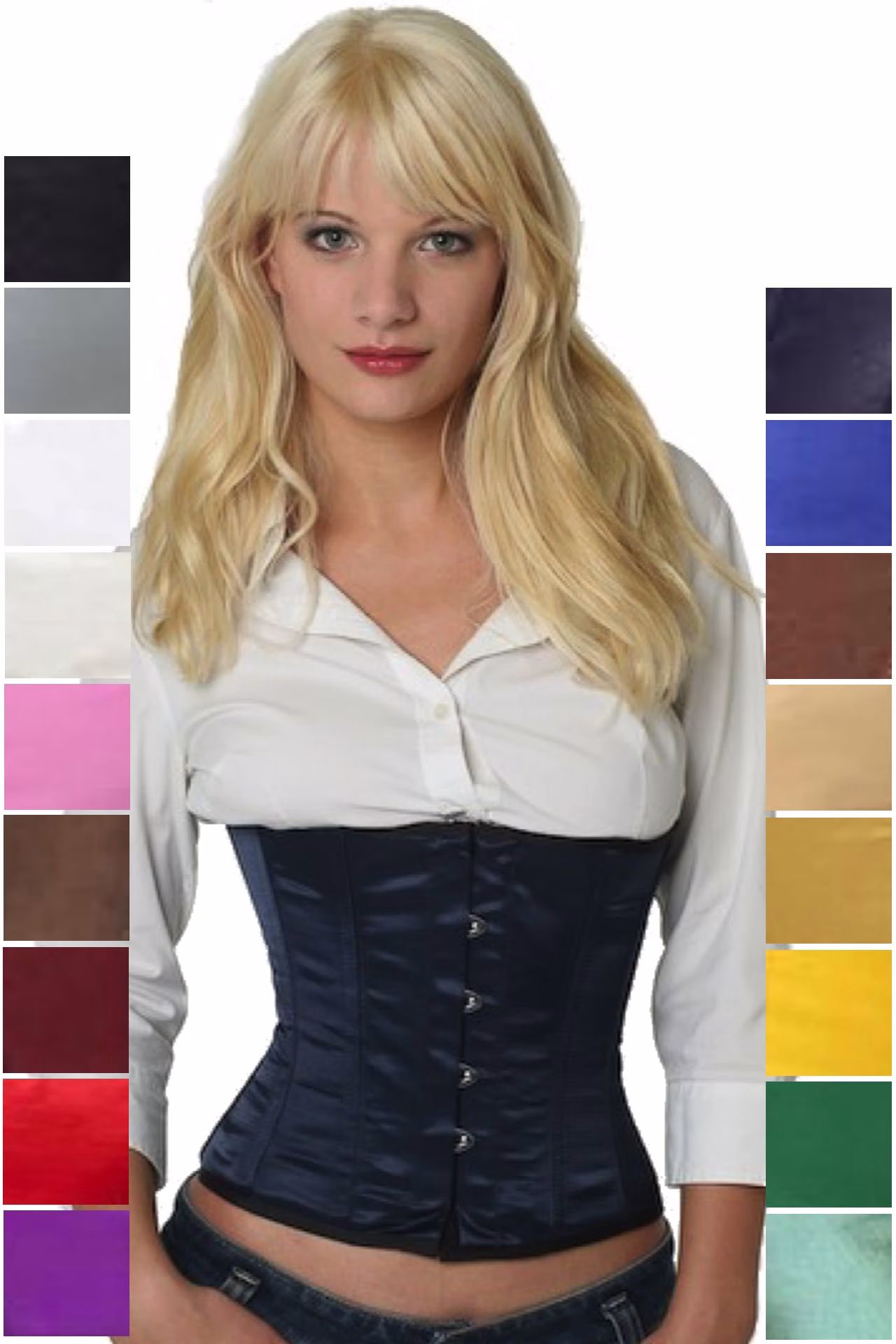 Korsett Corsage Marine Blau Satin Taille sw07