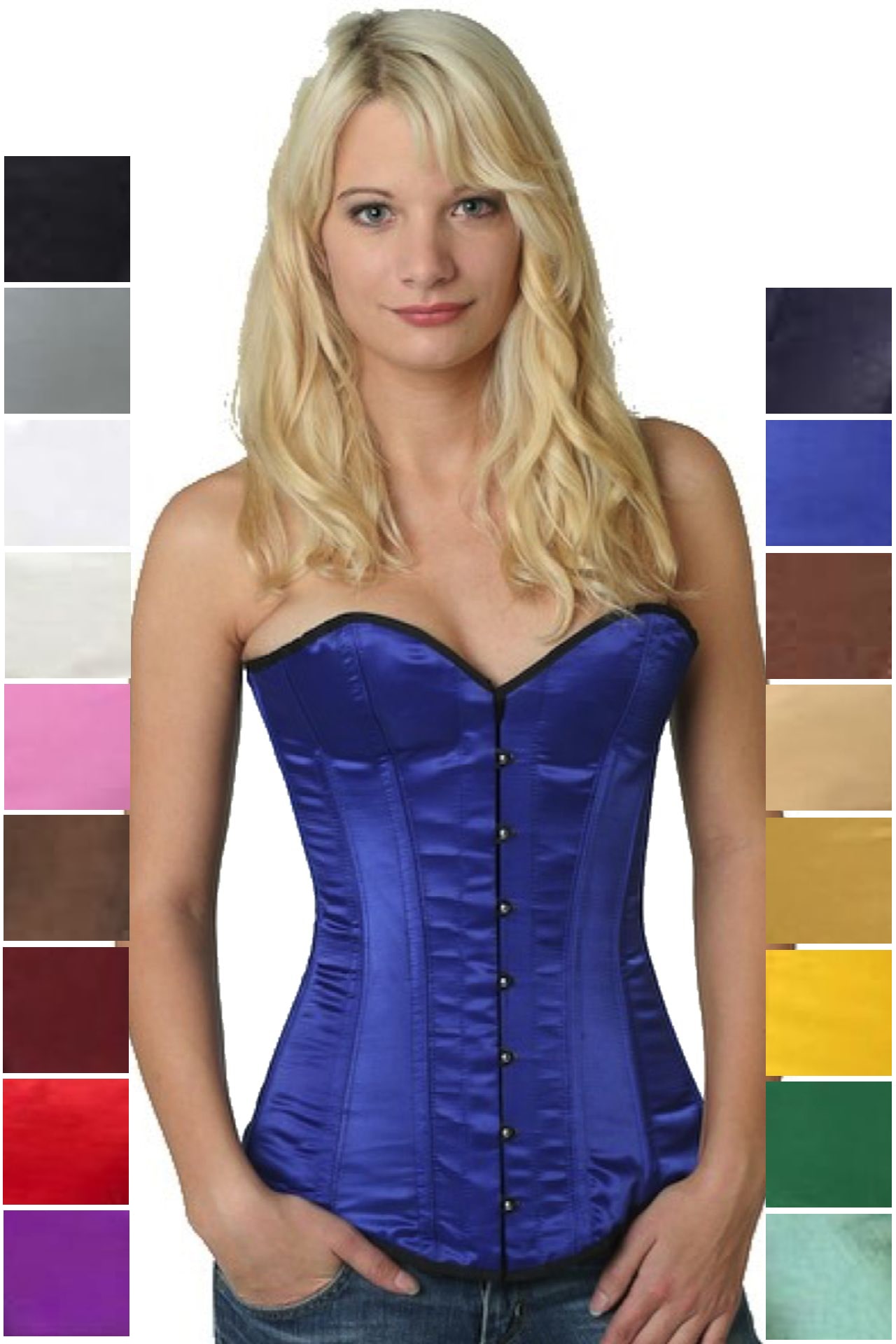Corsetto blu satin overbust sy08 Corsetto blu satin overbust sy08