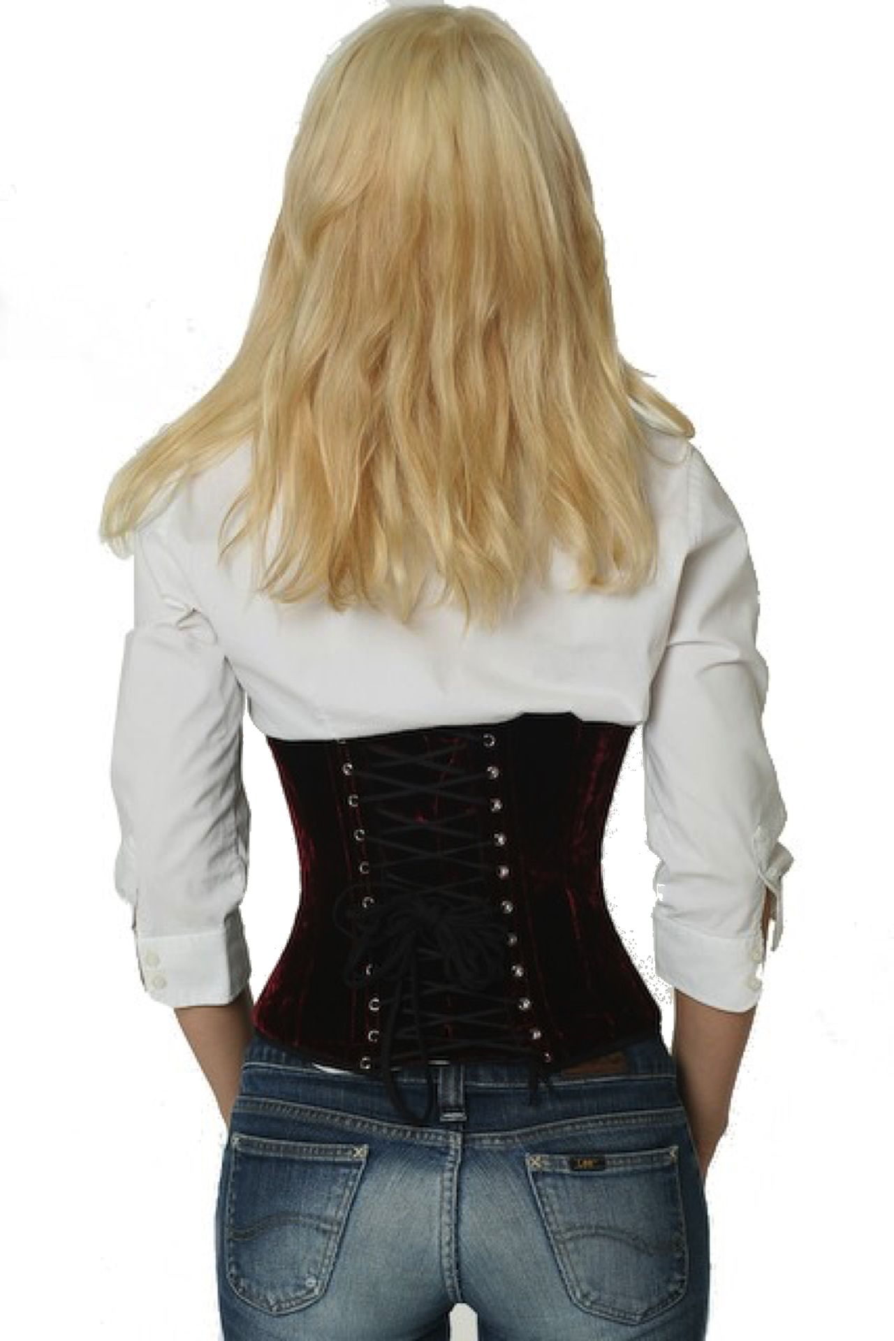 Espartilho Corset vermelho veludo vw61