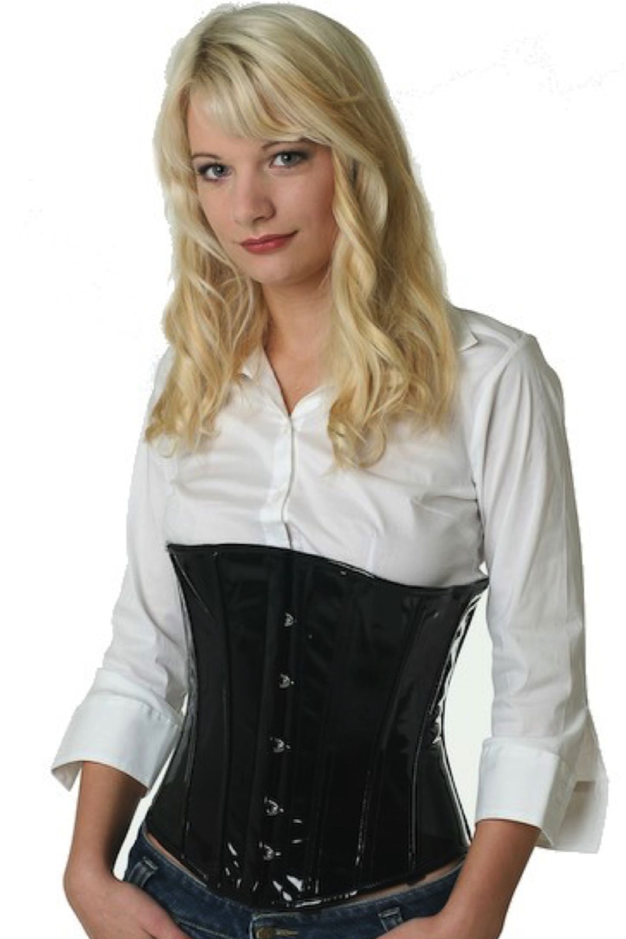 Lak corset zwart onderborst Korset pu70