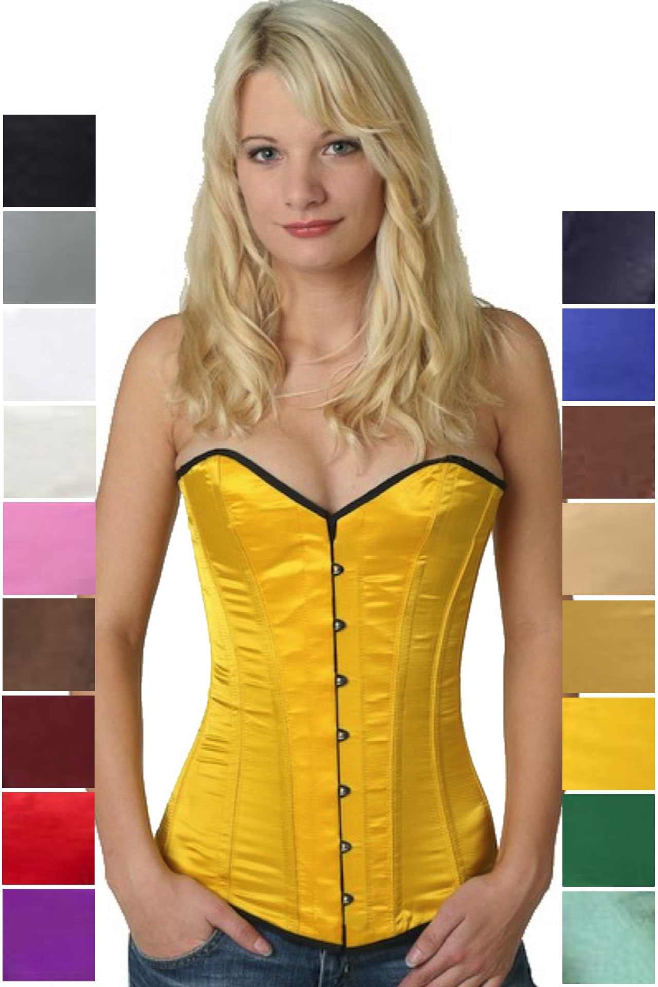 Corse amarillo mango raso sobre pecho corset sy13