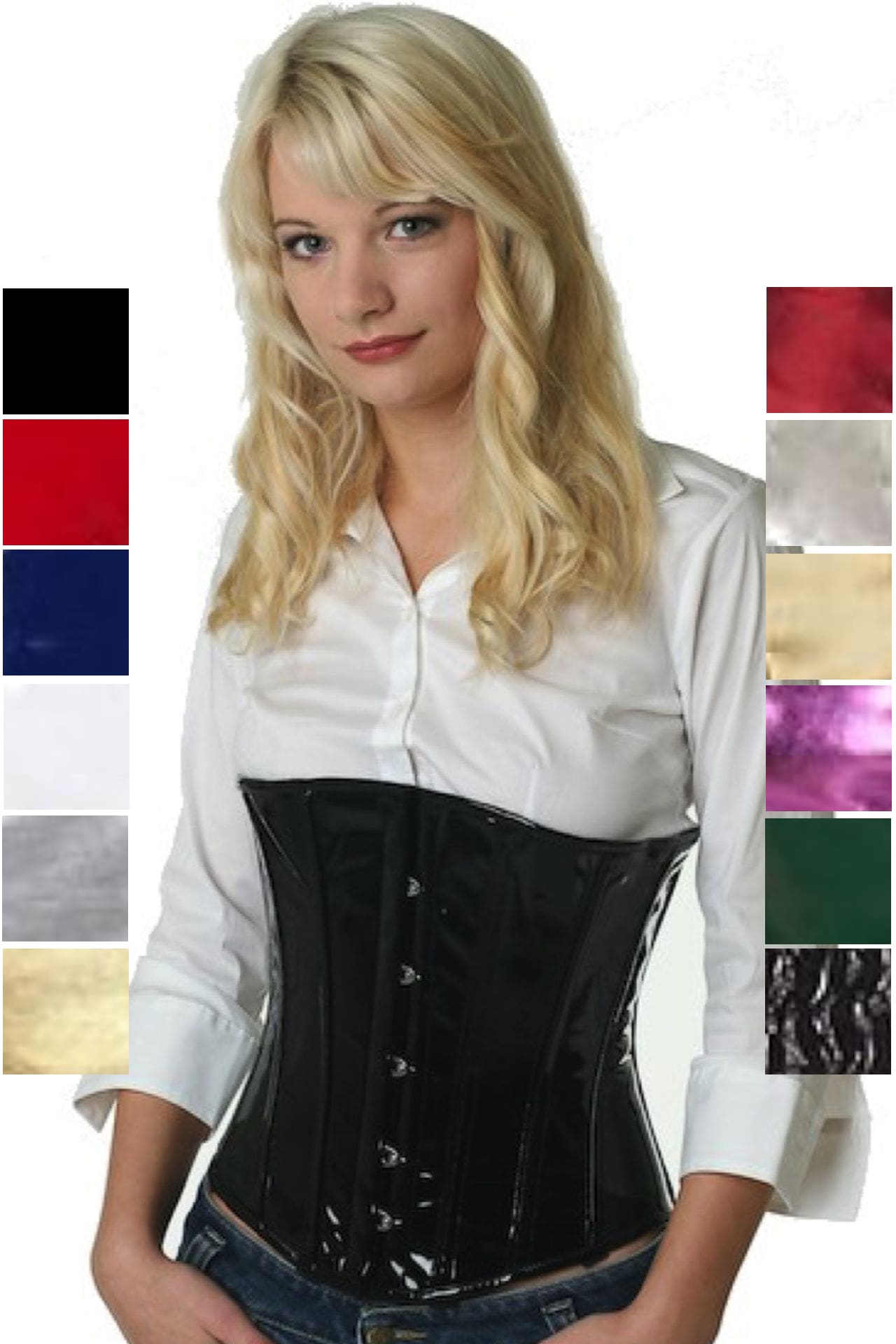 Corse negro charol bajo pecho corset pu70