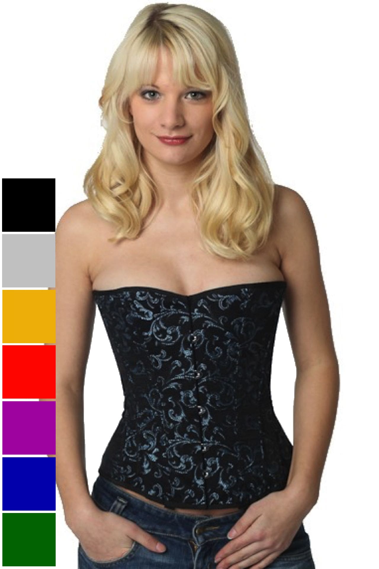 Corse azul brocado medio pecho corset rh82