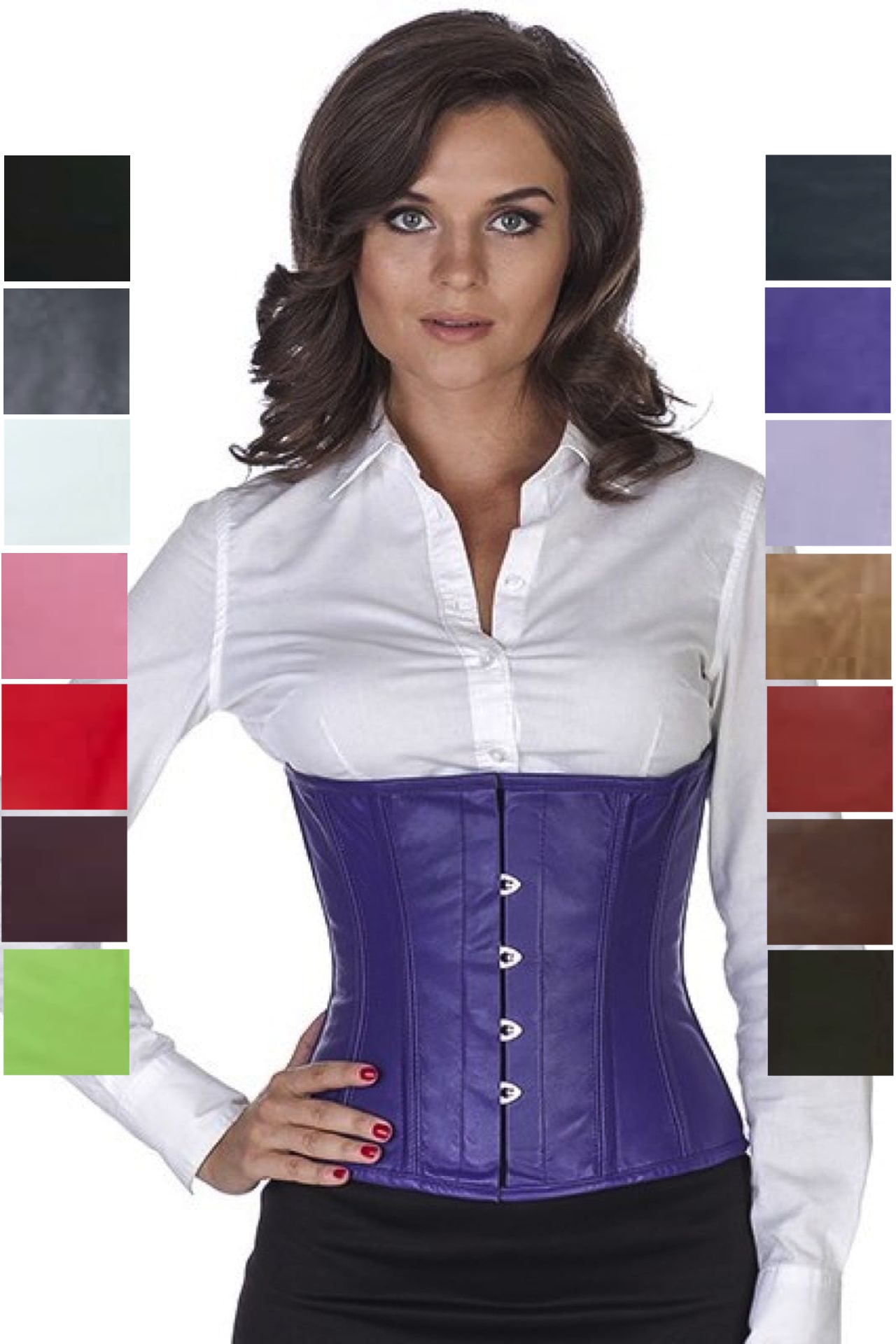 Corset purple leather taille lw32