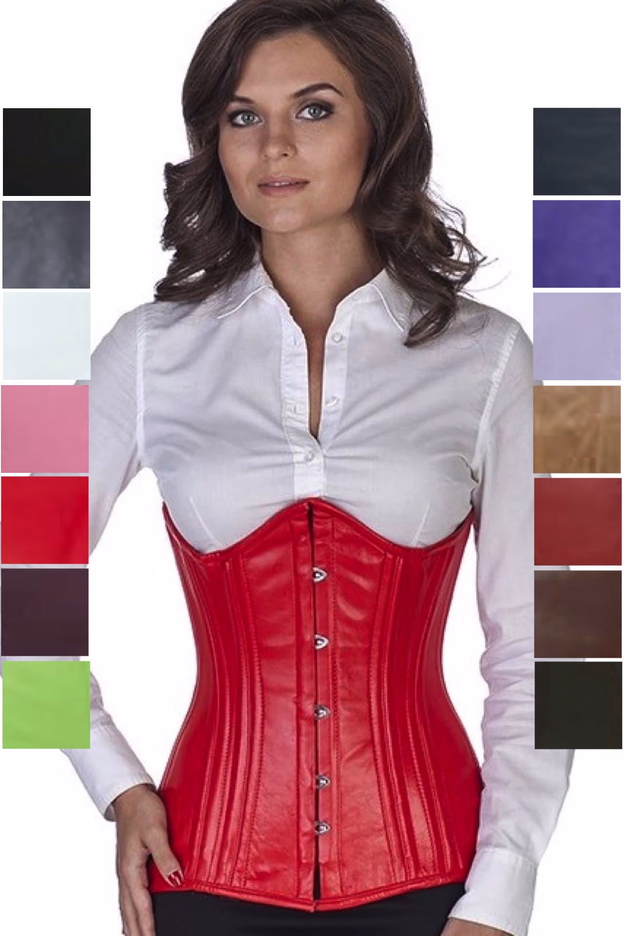 Espartilho Corset vermelho couro genuino ln23