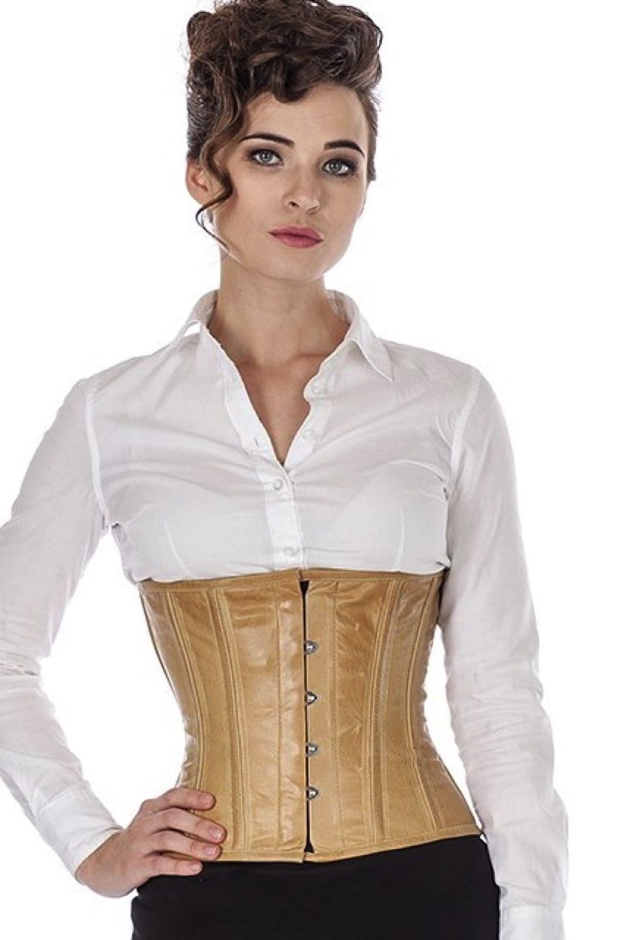 Corset beige leather taille lw38