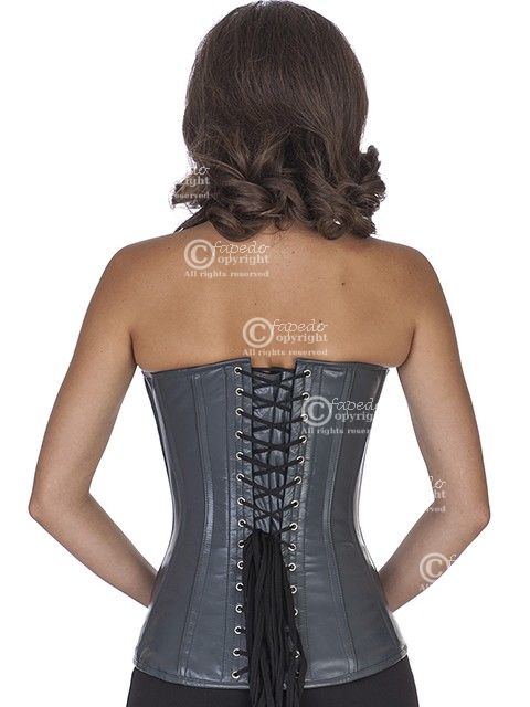 Leren corset grijze volborst Korset ly34