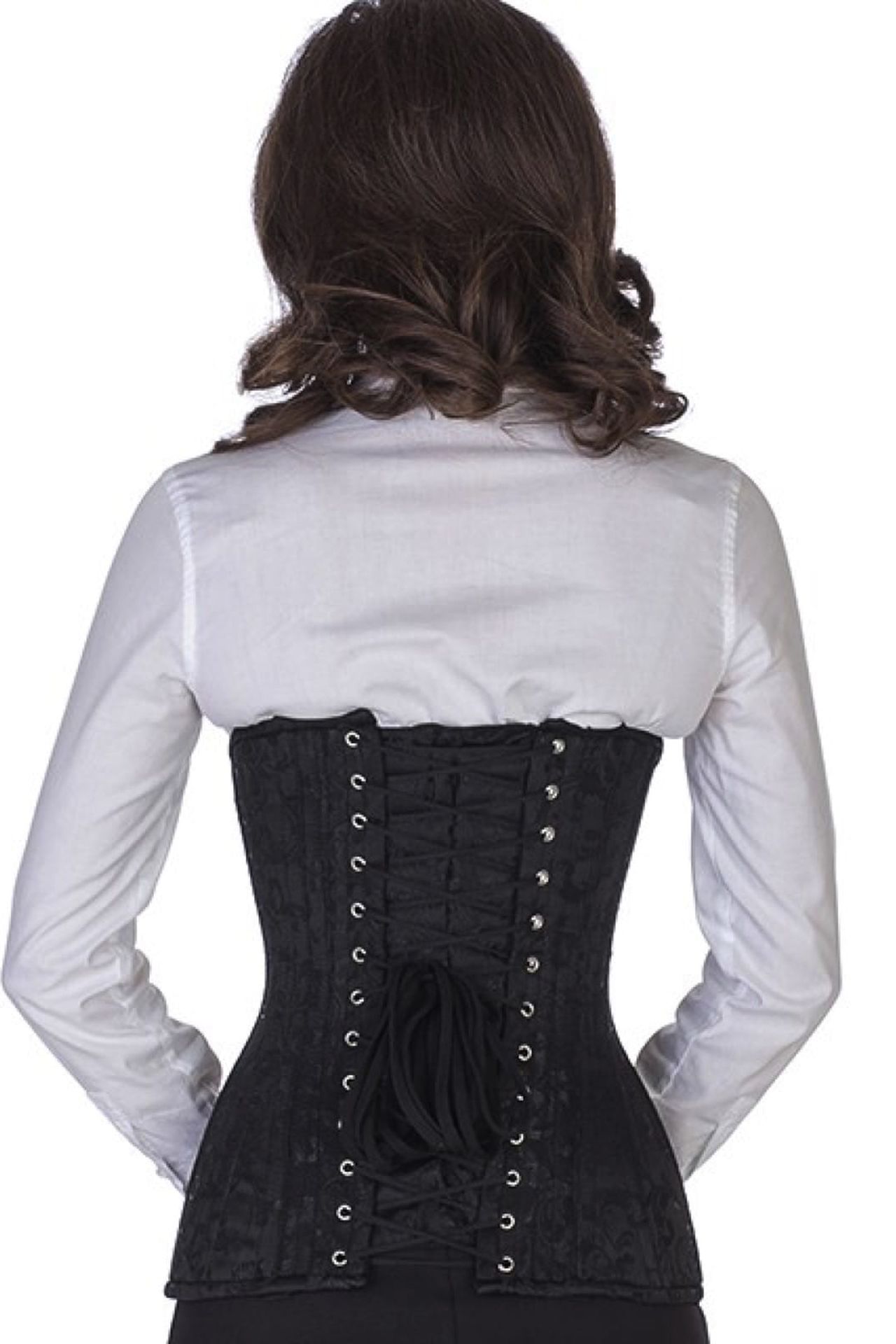 Brokaat corset zwart onderborst rond gevormd Korset rn80