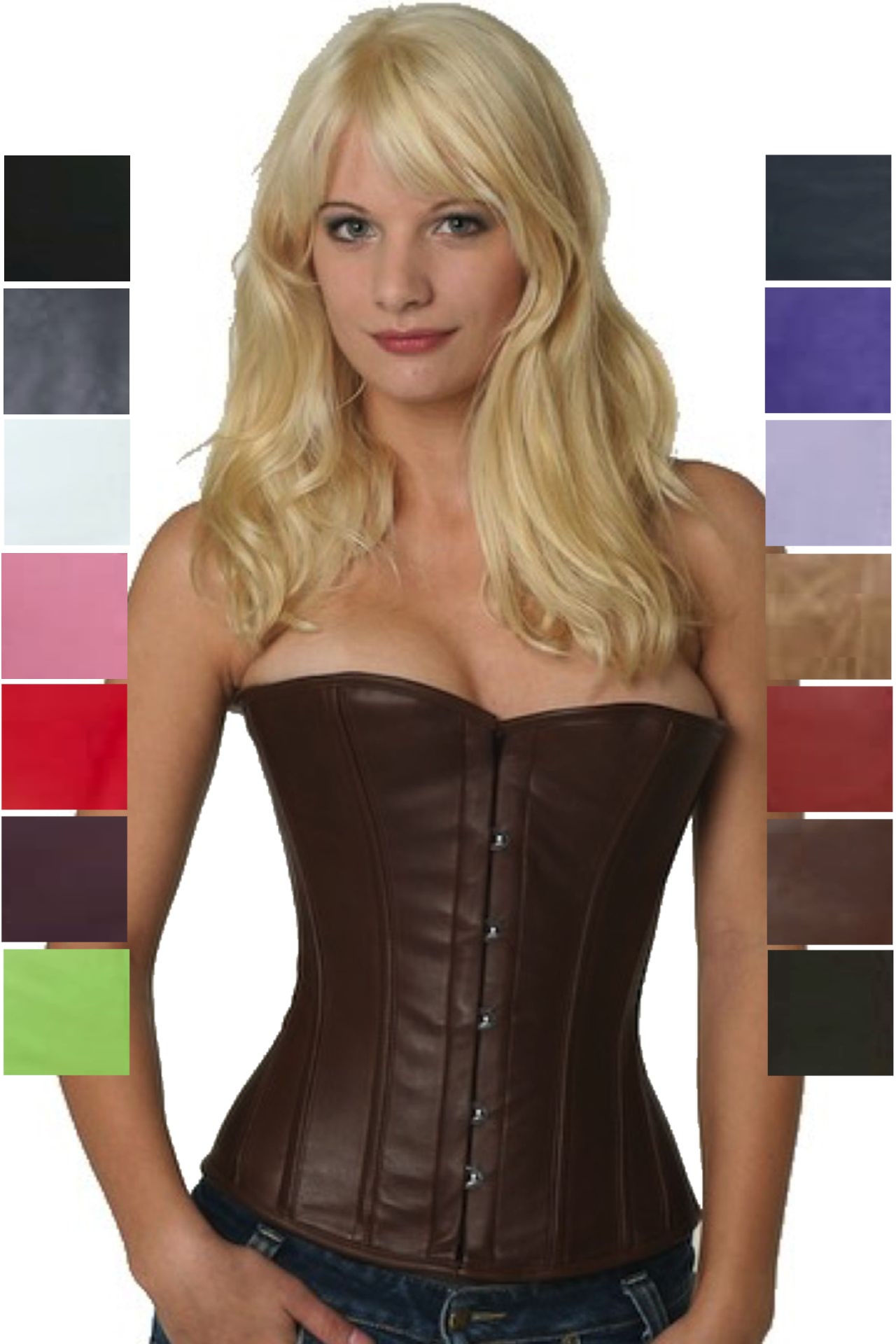 Corset brown leather half bust lh26