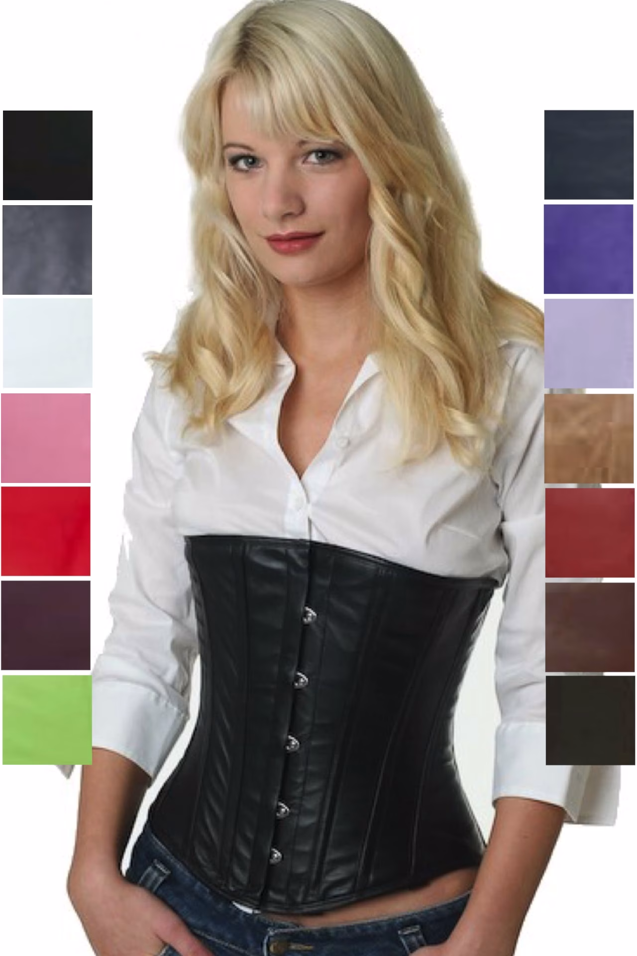 Korsett Corsage Leder Schwarz Unterbrust lu20