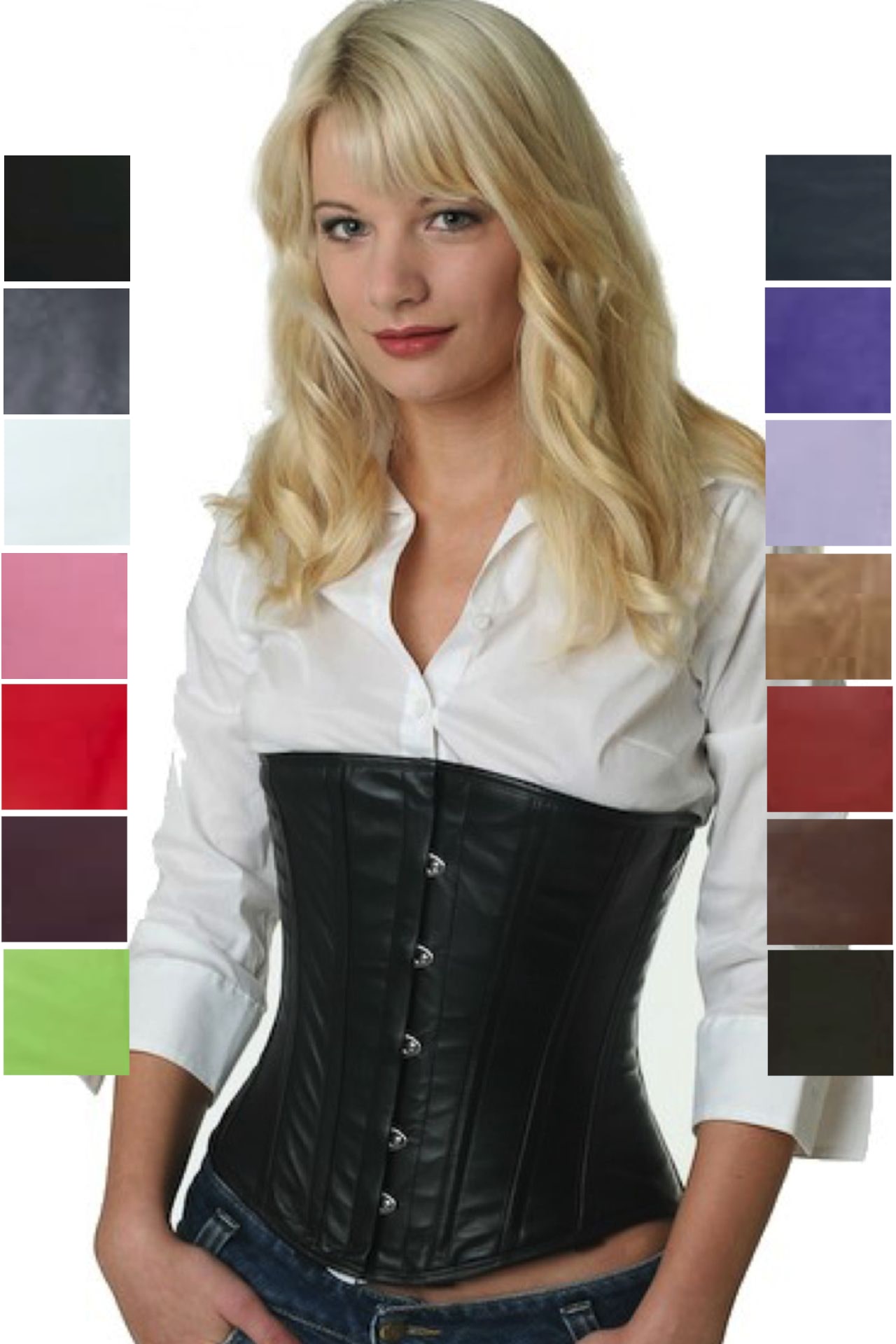 Corse negro cuero bajo pecho corset lu20
