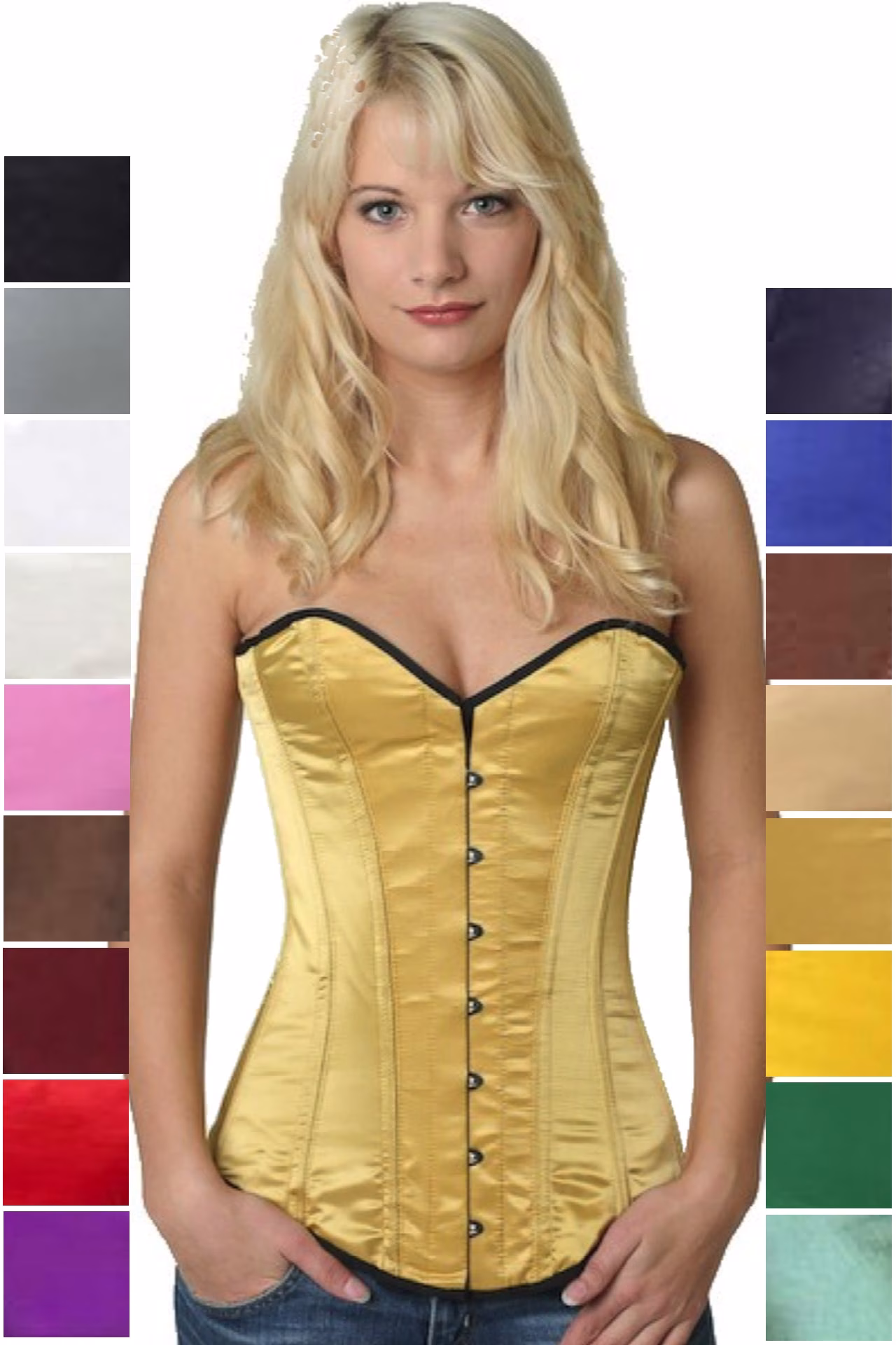 Corsage Korsett Gold Satin Vollbrust sy12