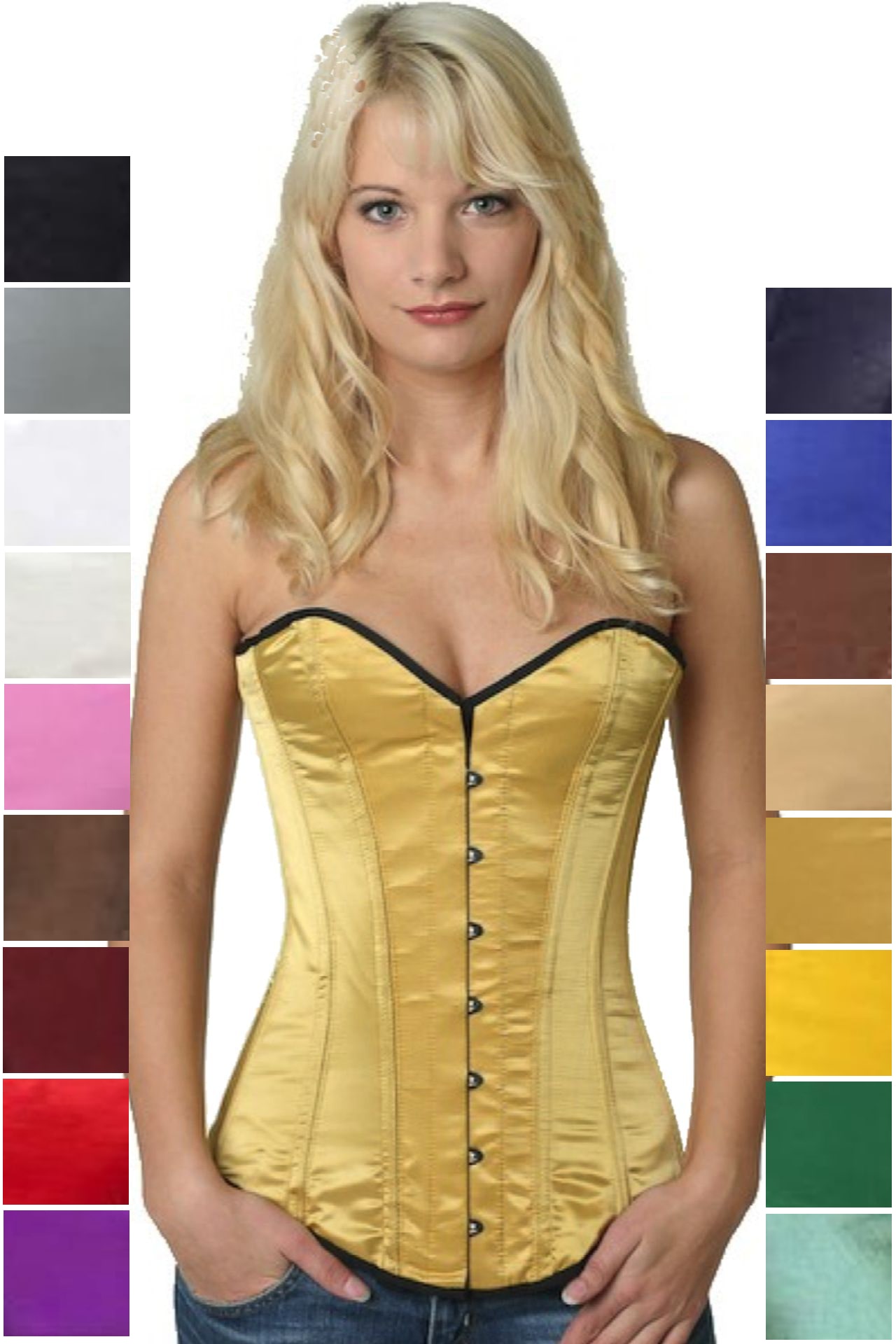 Corset gold satin overbust sy12