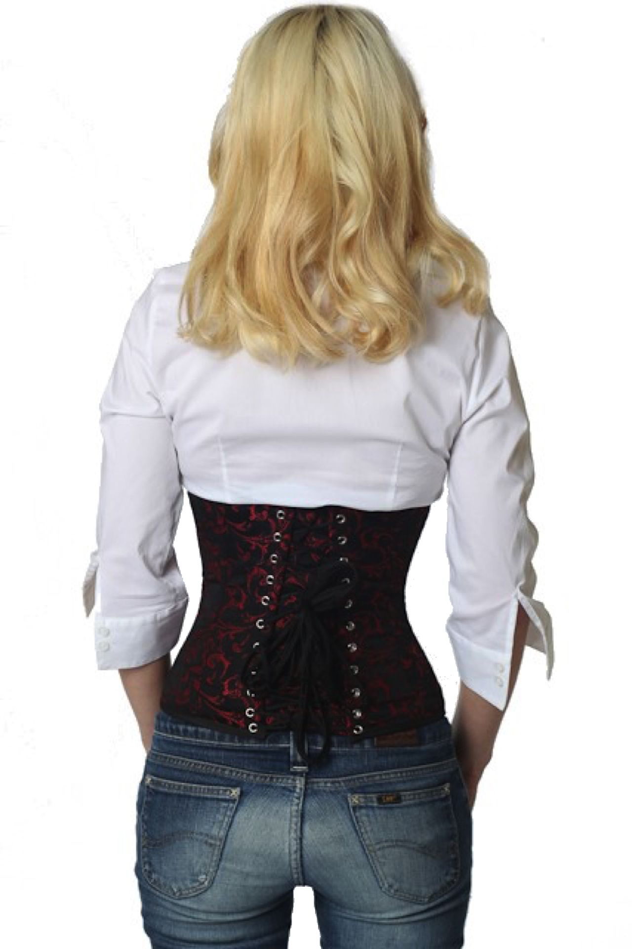 Brokaat corset rood taille Korset rw81