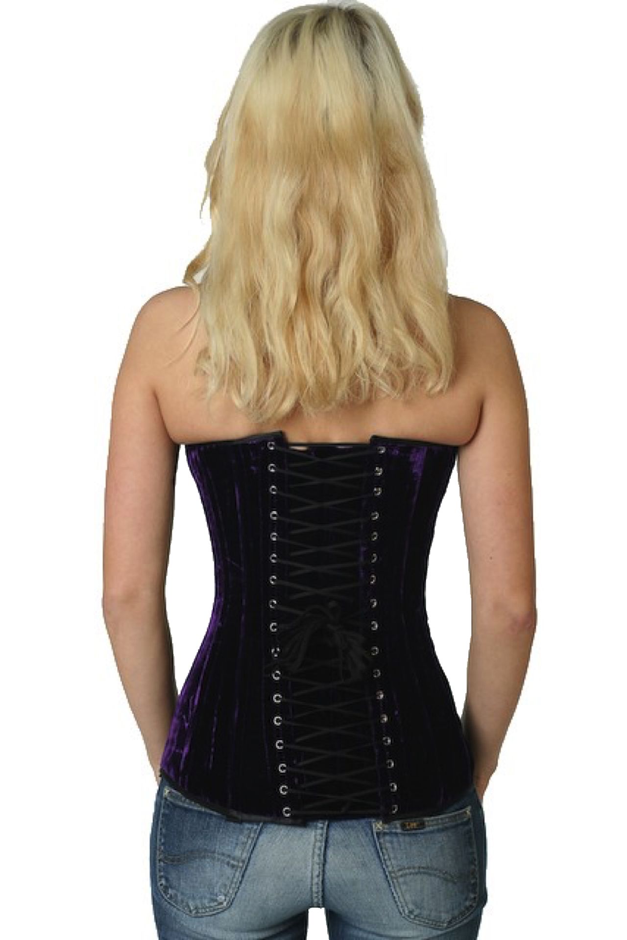 Fluweel corset paars volborst Korset vy65
