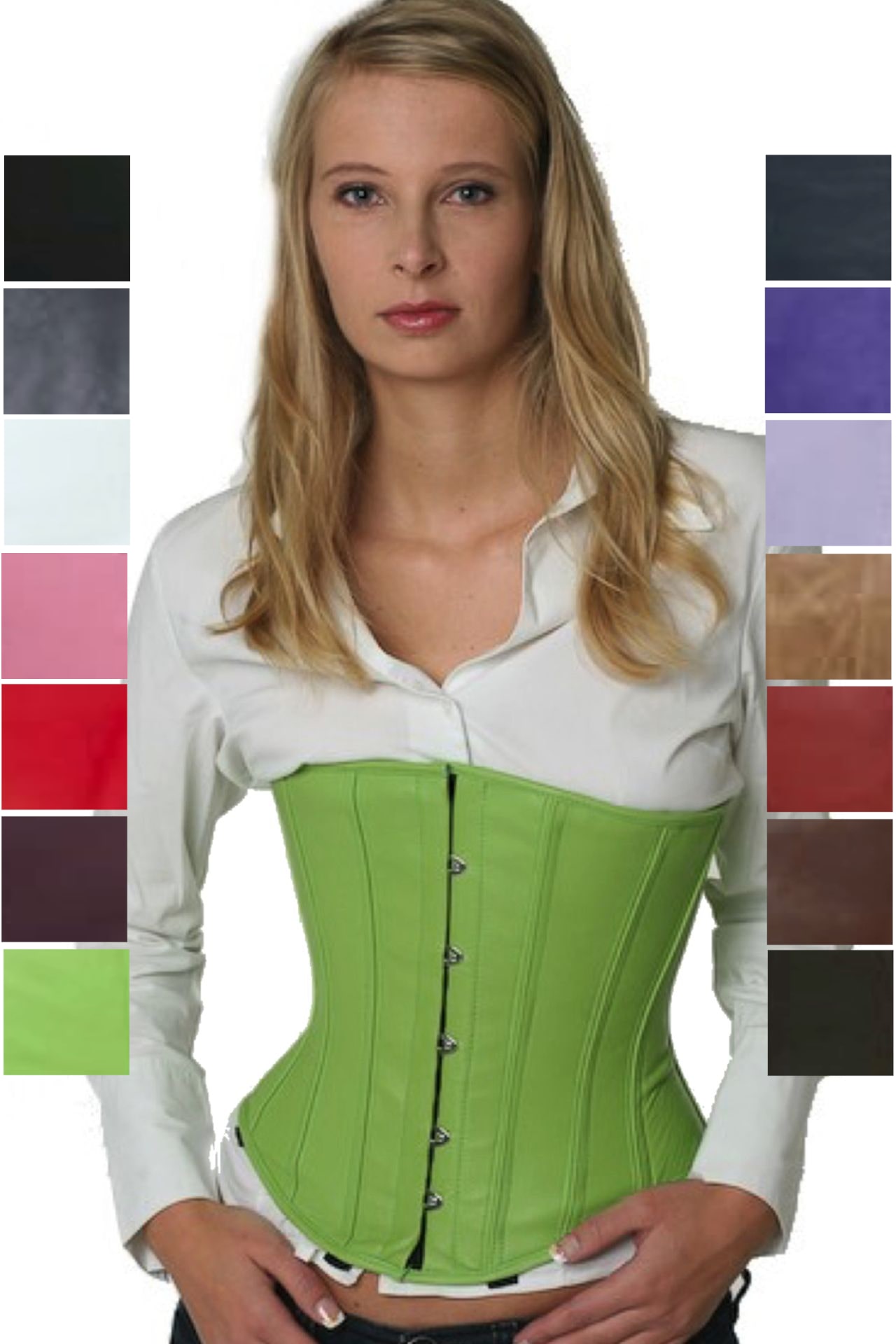 Korsett Corsage Leder Grün Unterbrust lu28 Korsett Corsage Leder Grün Unterbrust lu28