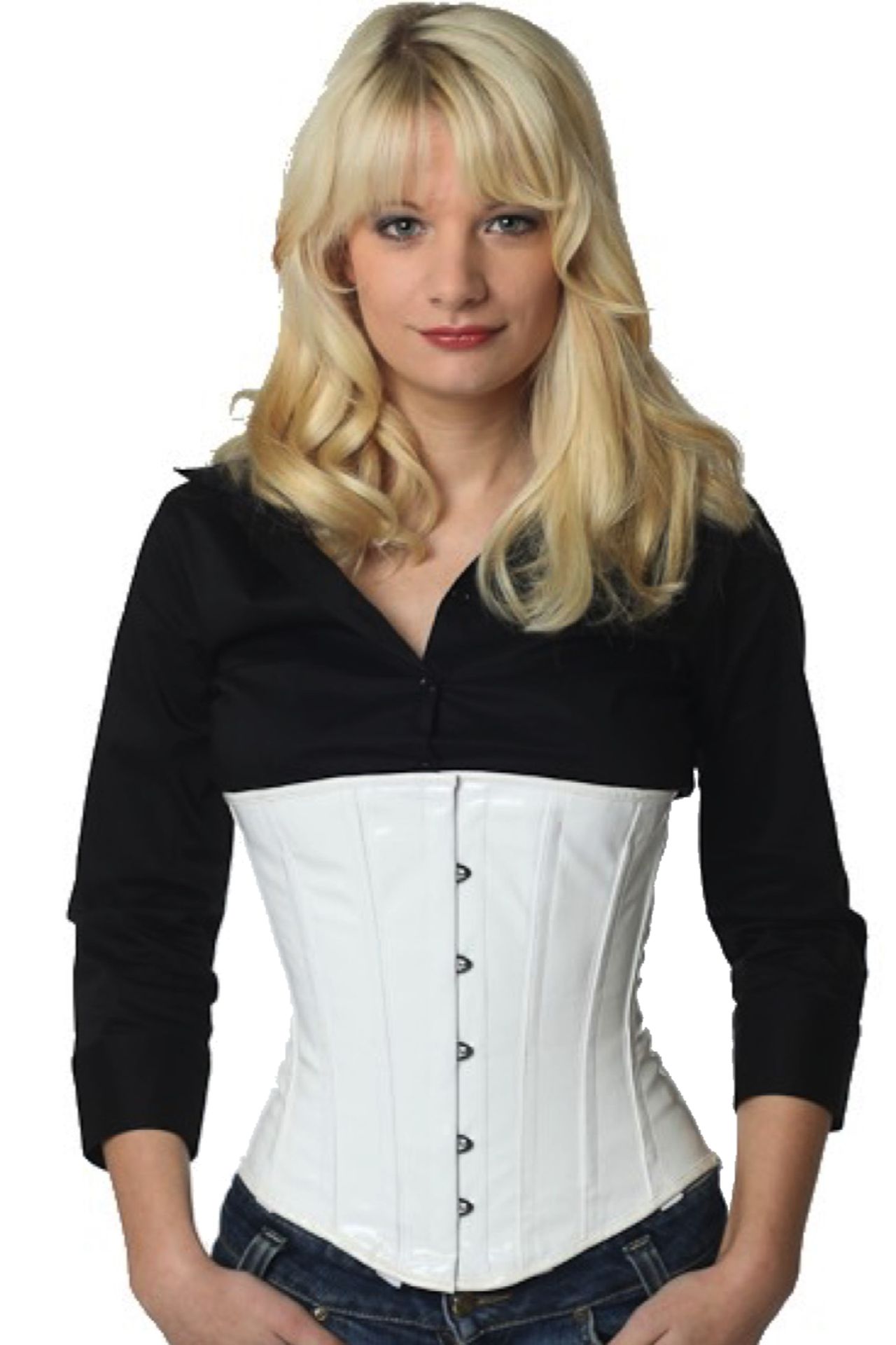 Lak corset wit onderborst Korset pu76