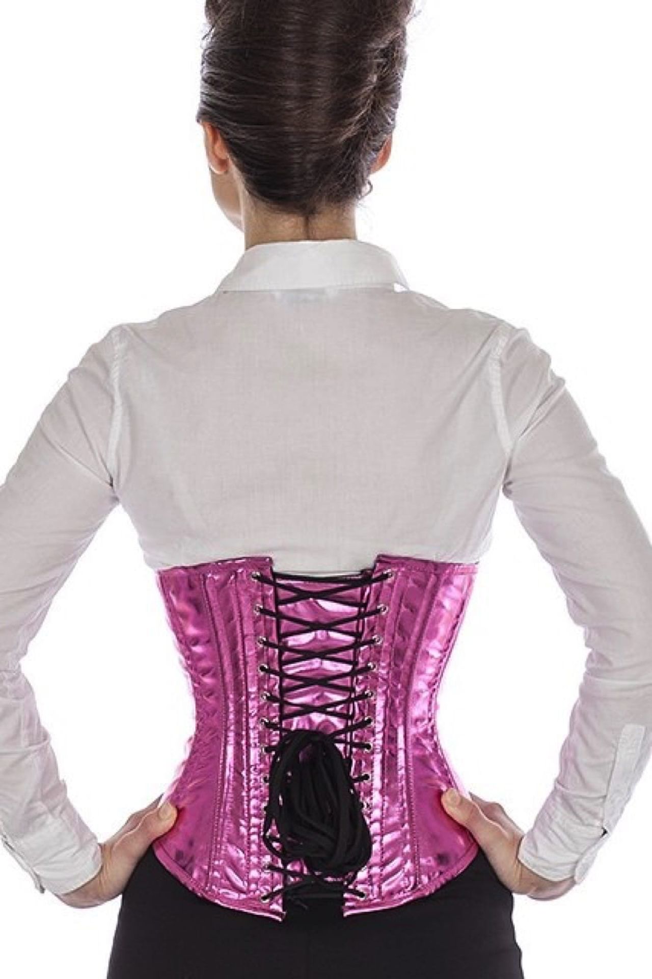 Corse pink glitter charol bajo pecho corset puG7
