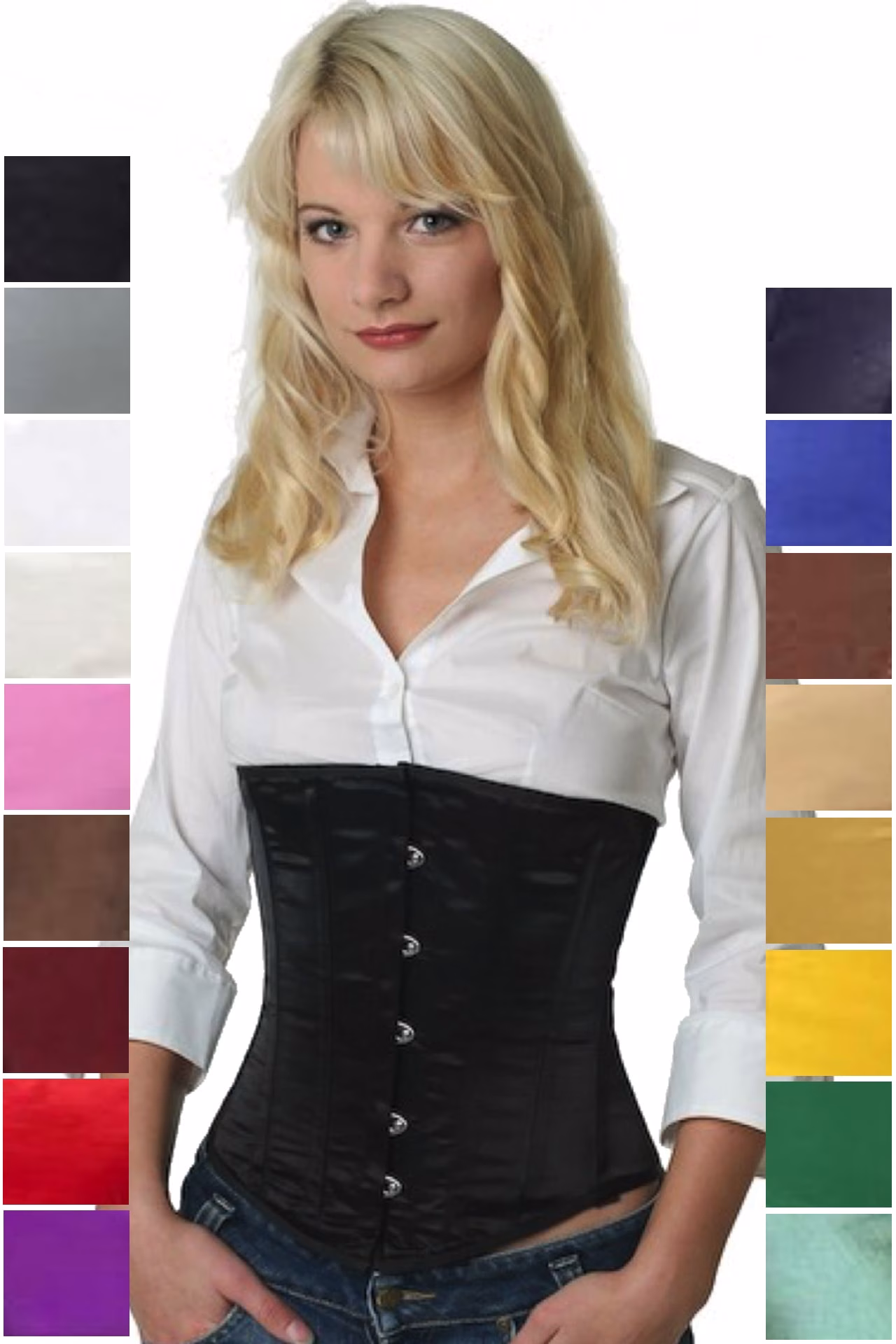 Korsett Corsage Schwarz Satin Unterbrust su00