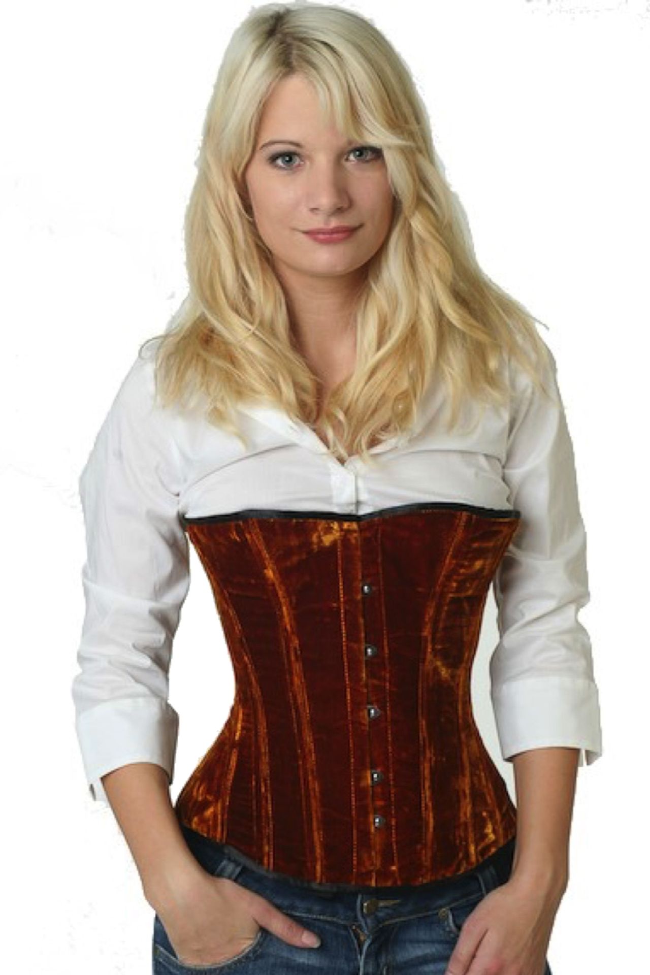 Korsett fløyel gullfarget halvbystekorsett Korsett fløyel gullfarget halvbystekorsett