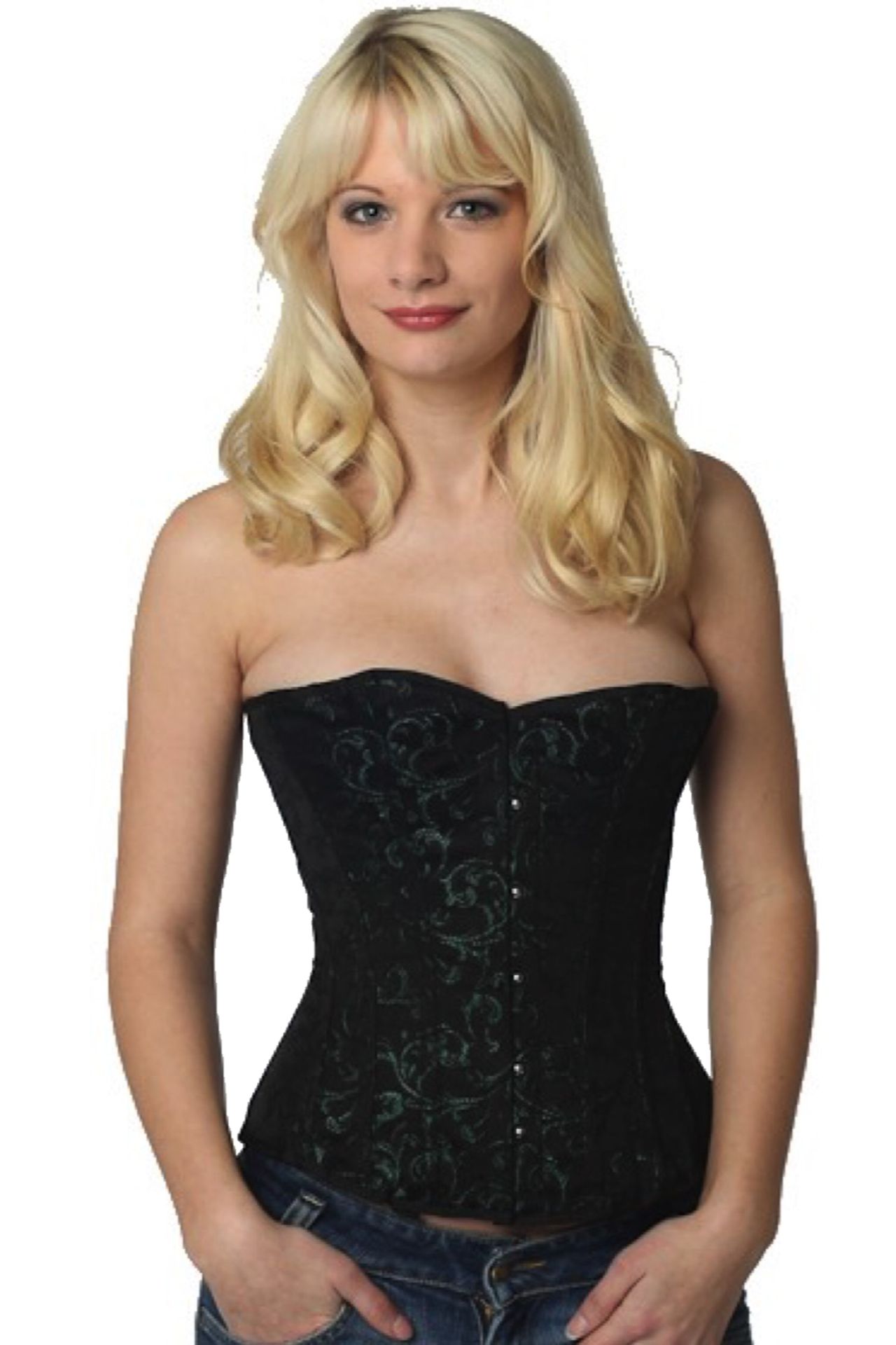 Corset Brocart Vert Demi-Buste Corset Brocart Vert Demi-Buste