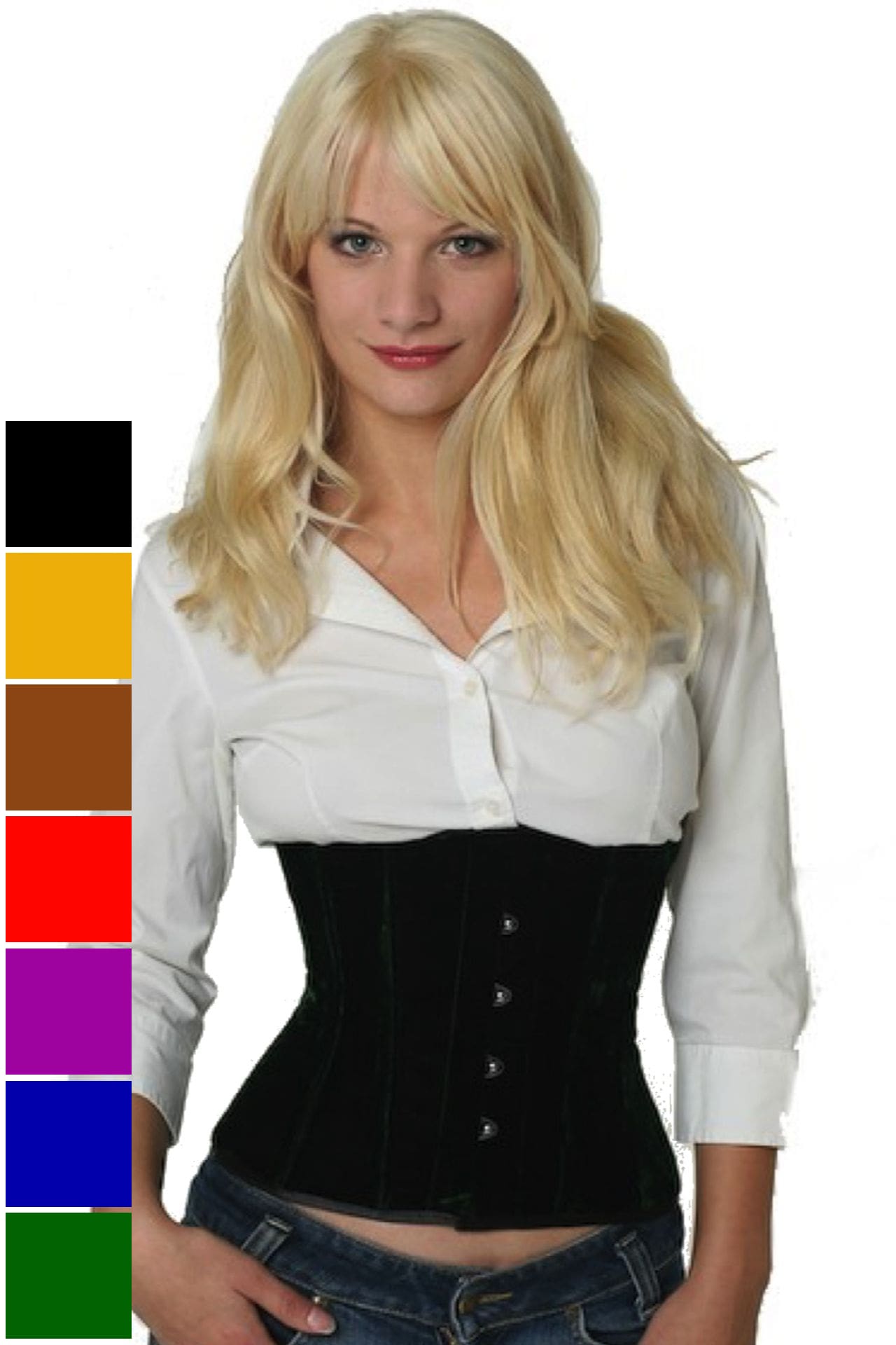 Corsage Korsett Grün Samt Taille vw63