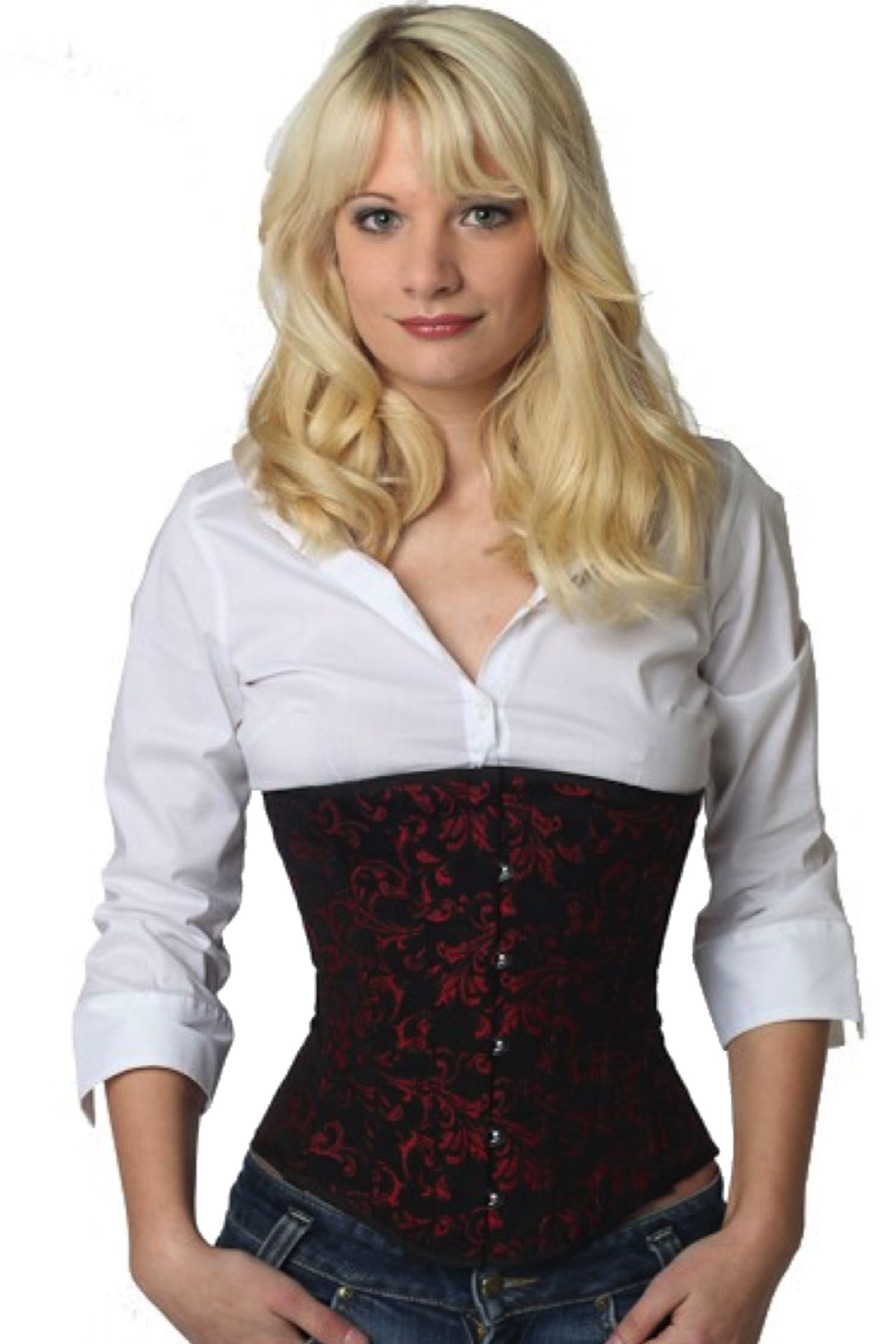Brokaat corset rood onderborst Korset ru81